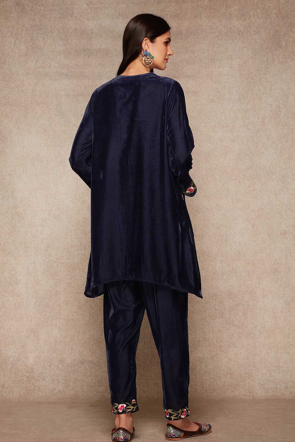 Navy Embroidered Kurta & Salwar