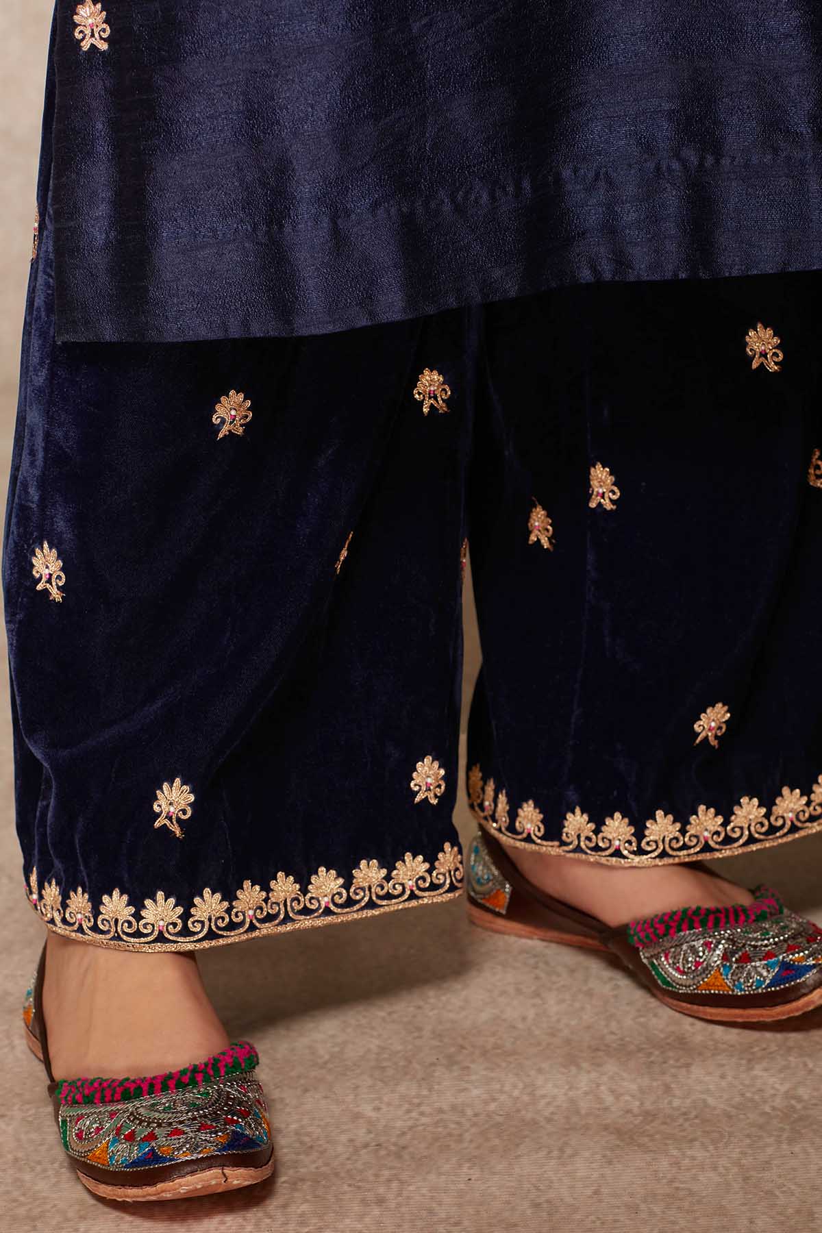 Navy Embroidered Palazzo Set