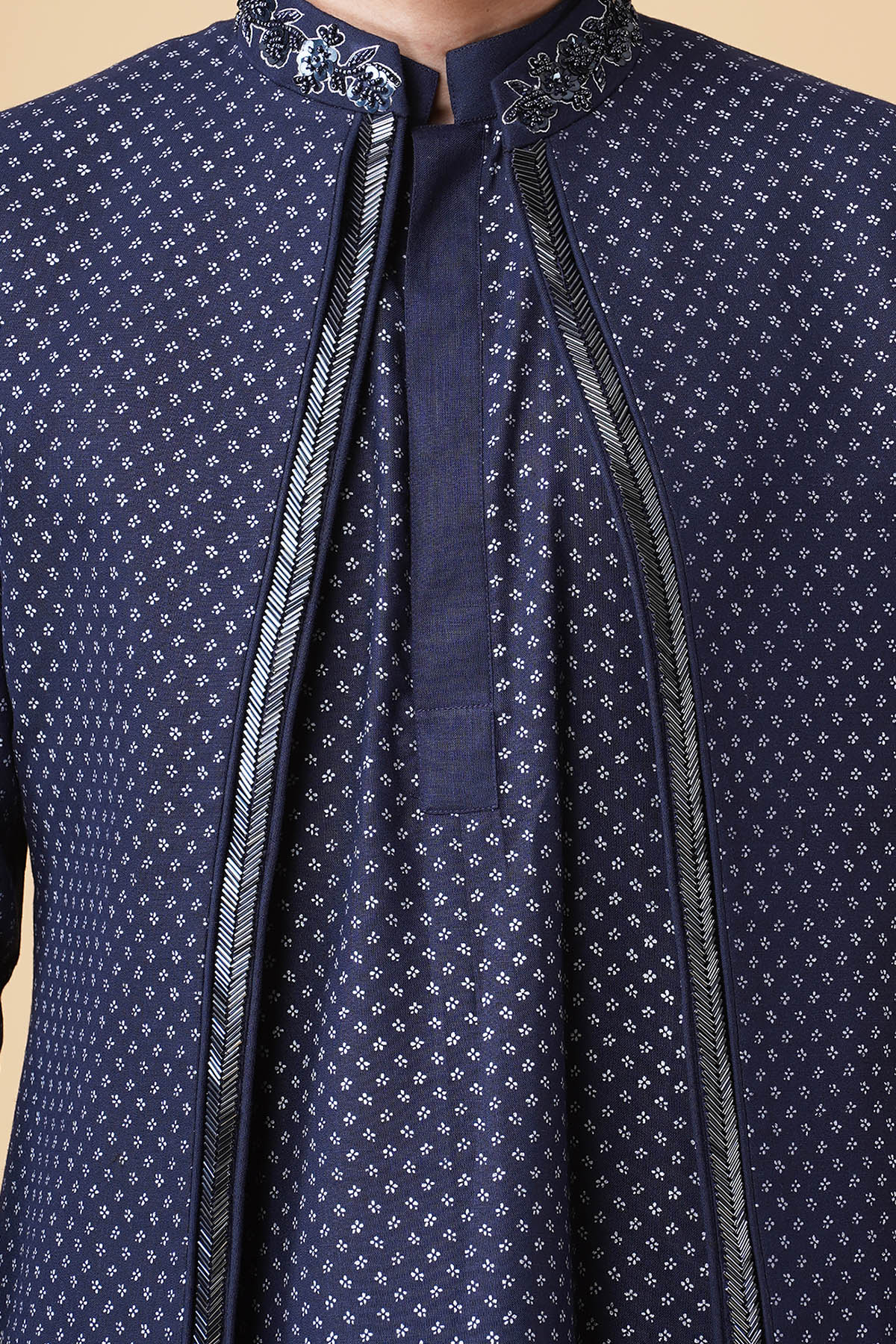 Navy Hand Embroidered Kurta Set