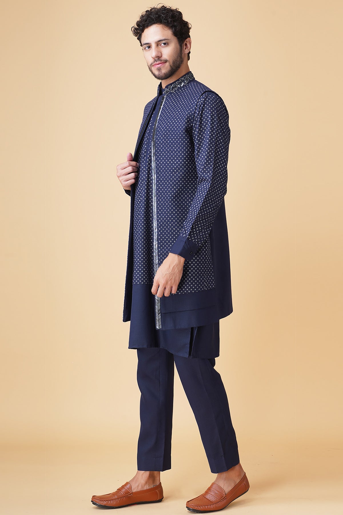 Navy Hand Embroidered Kurta Set
