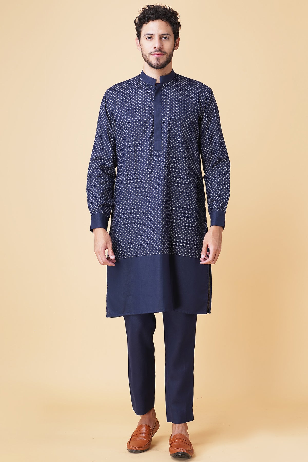 Navy Hand Embroidered Kurta Set