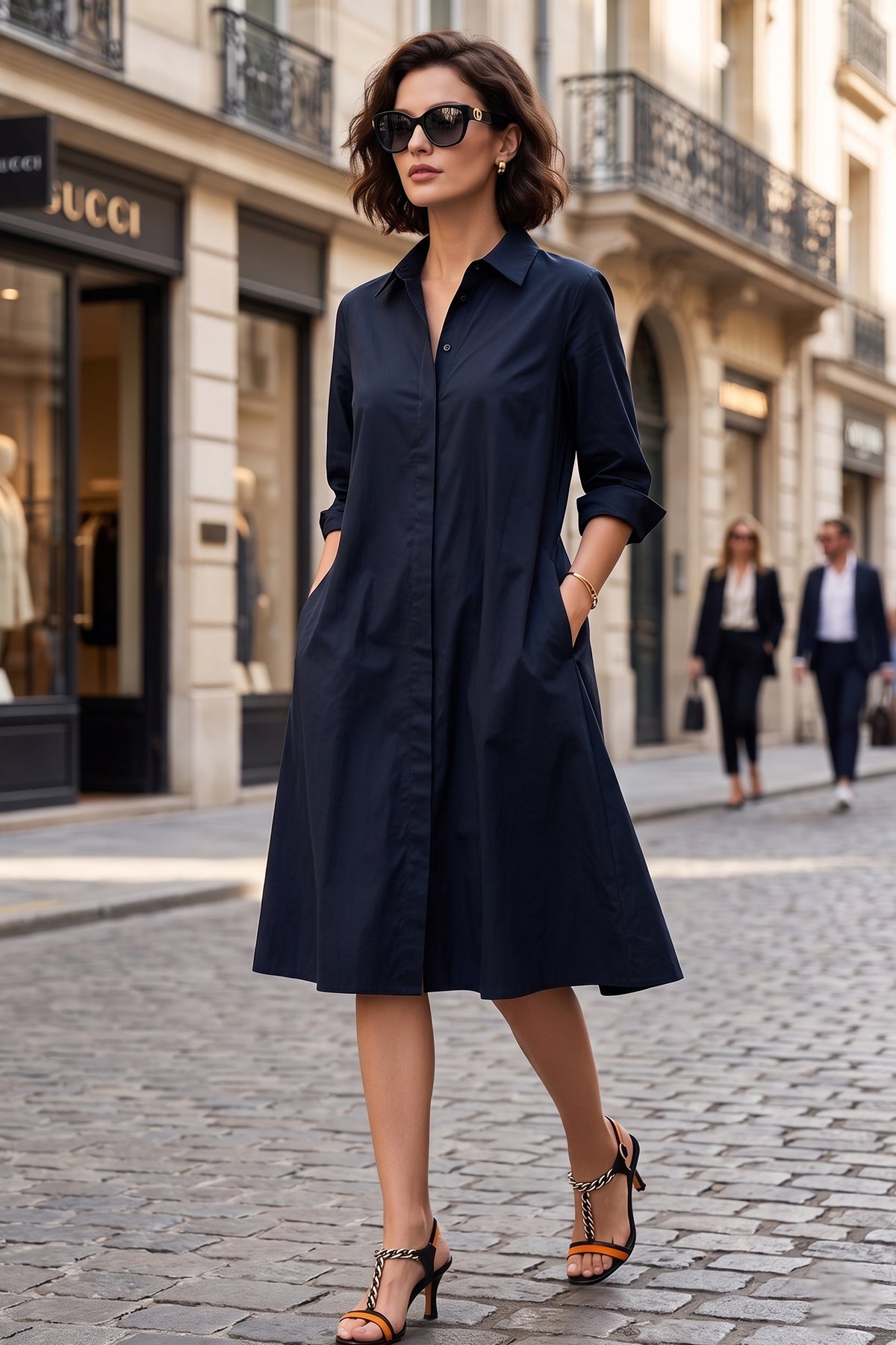Buy Navy Knee Length Shirt Dress for women by Sneha B online available at scrollnshops
