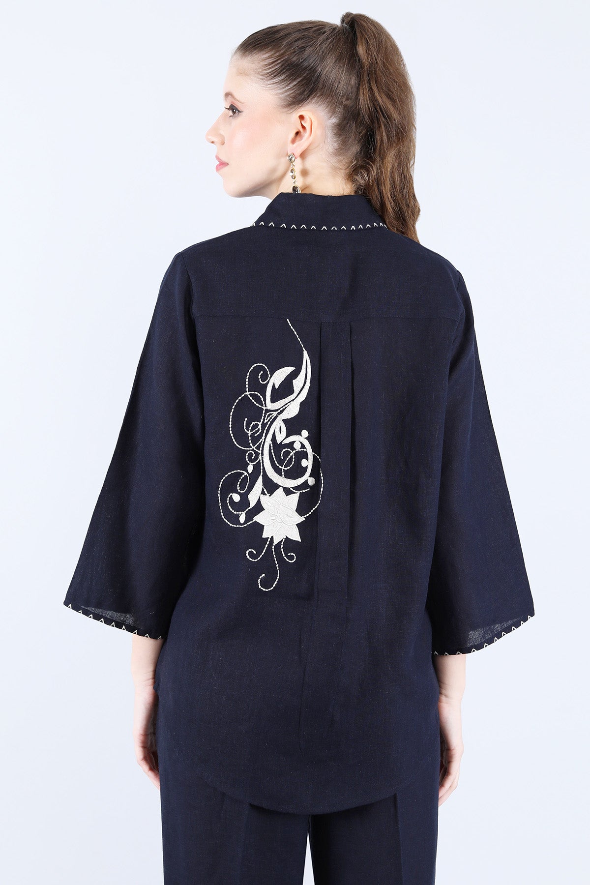 Navy Patch Embroidery Tunic set