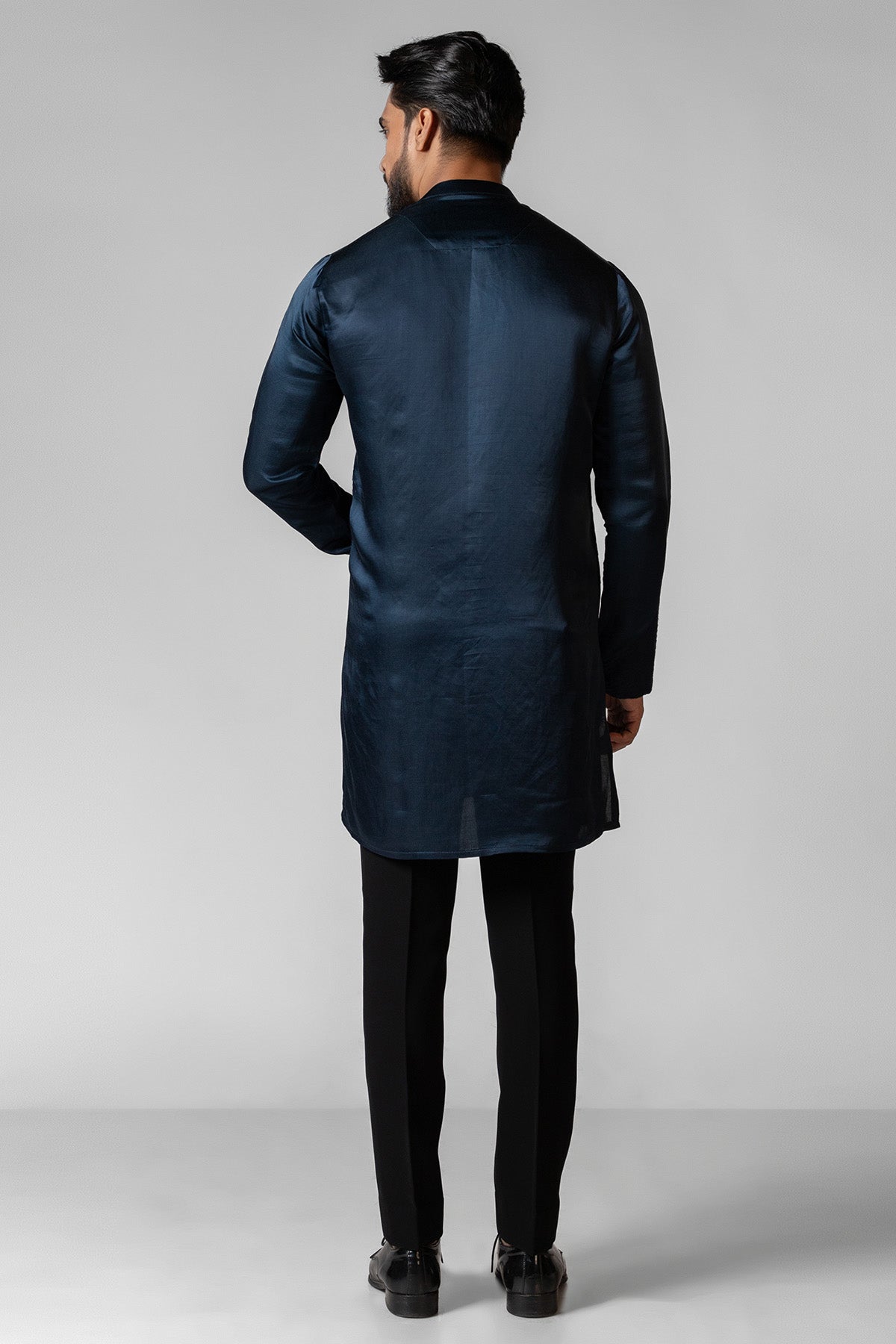 Navy Pintuck Detailed Kurta Set