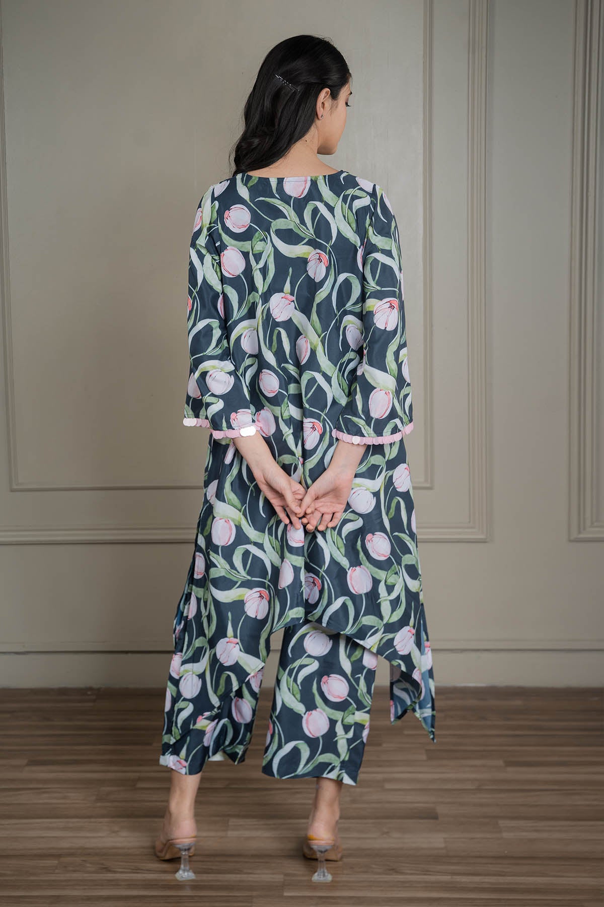 Navy Sequins Work Co-ord Set