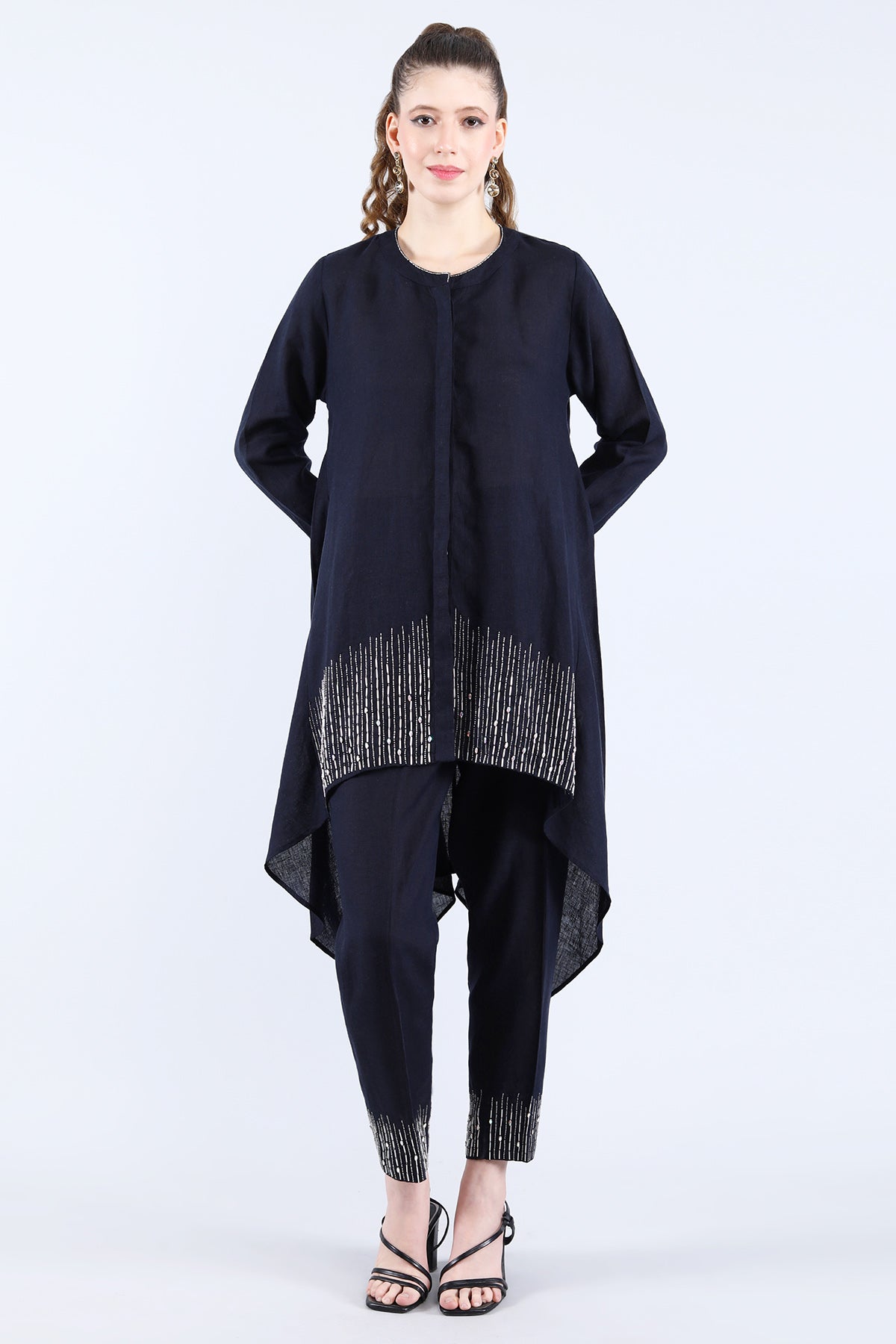 Navy Tubelight Tunic And Pants