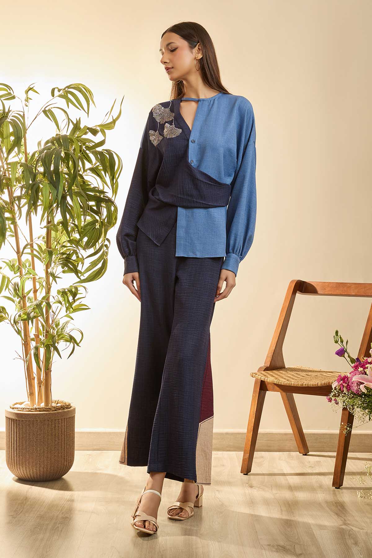 Buy Navy Turkish Linen Co-ord Set by Babita Malkhani for women online at ScrollnShops