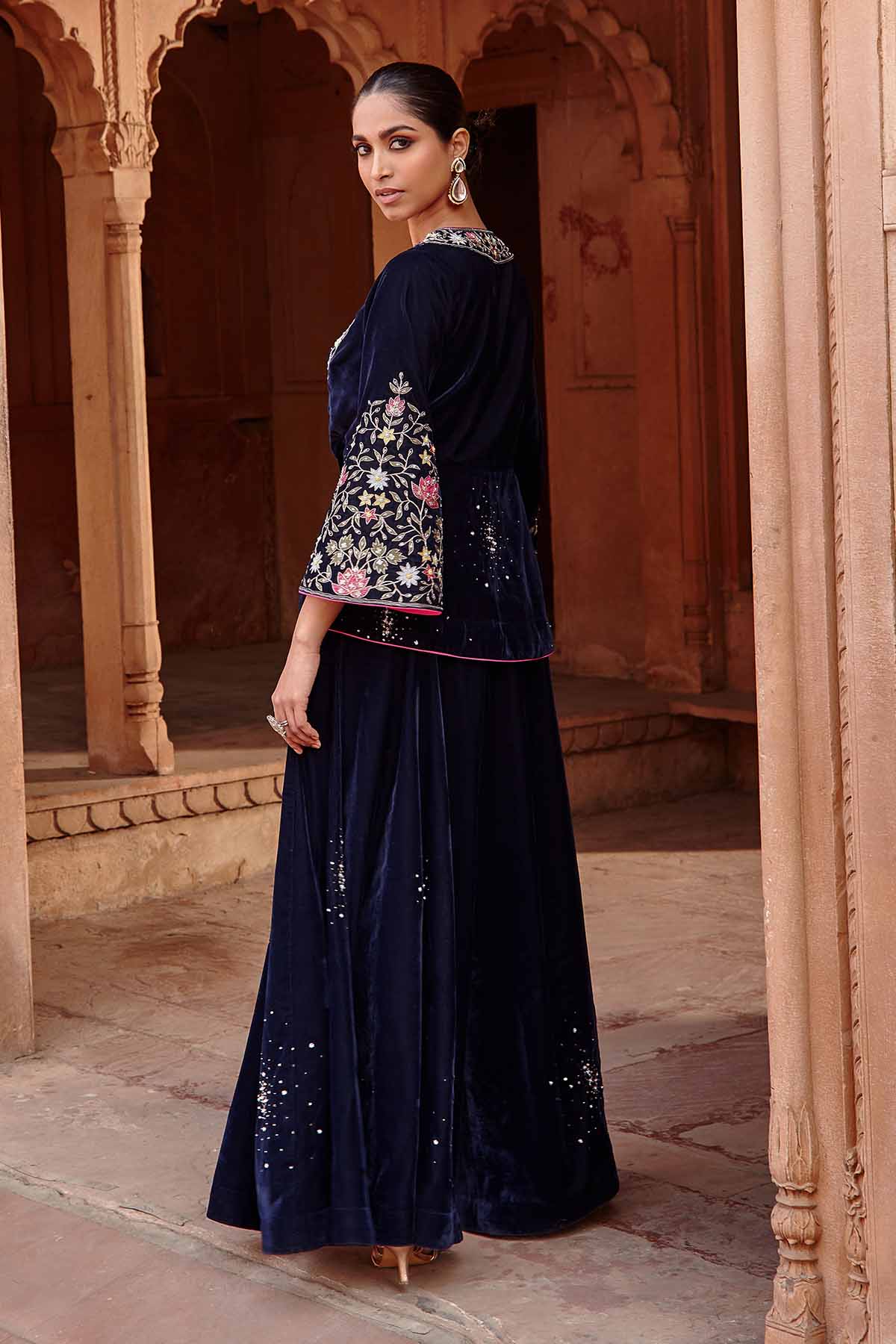 Navy Velvet Jacket & Sharara