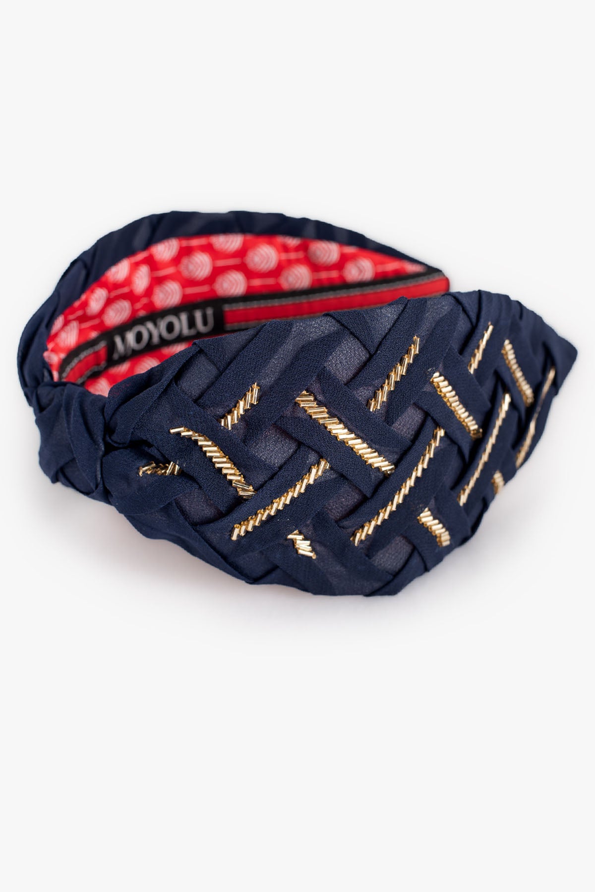 Moyolu Navy Viscose Bead Work Headband Accessories online at ScrollnShops