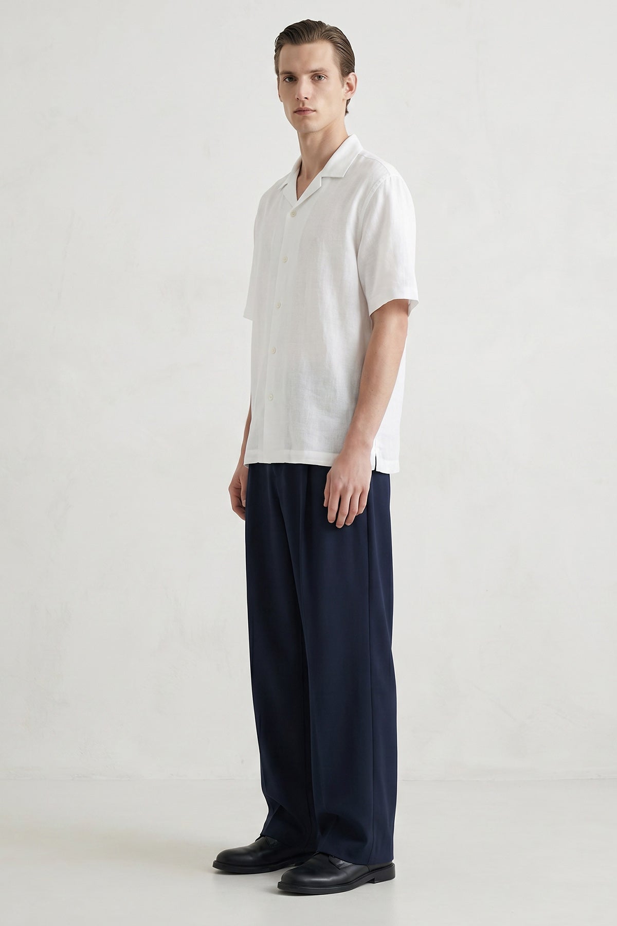 Navy Viscose Lycra Wide Pants