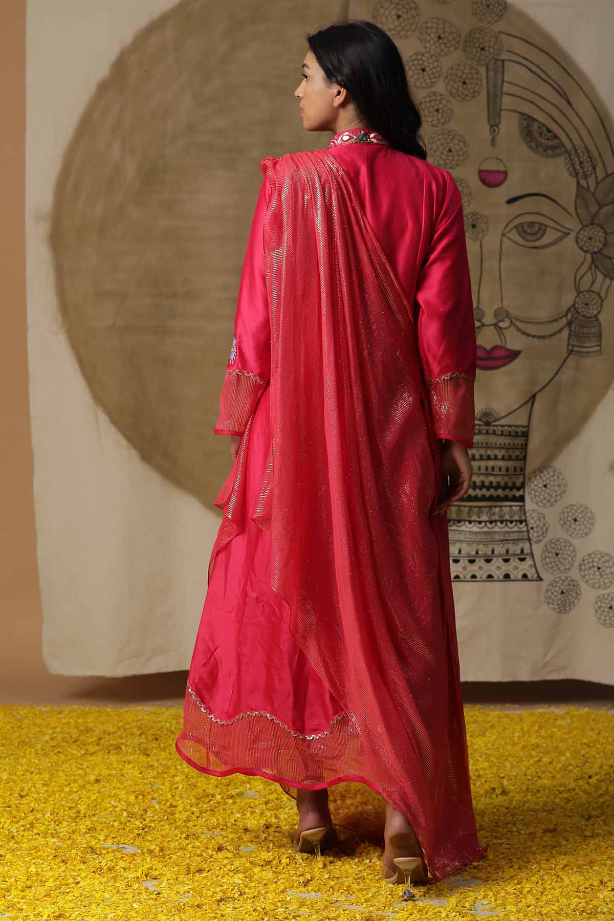 Neckline Embroidered Gown