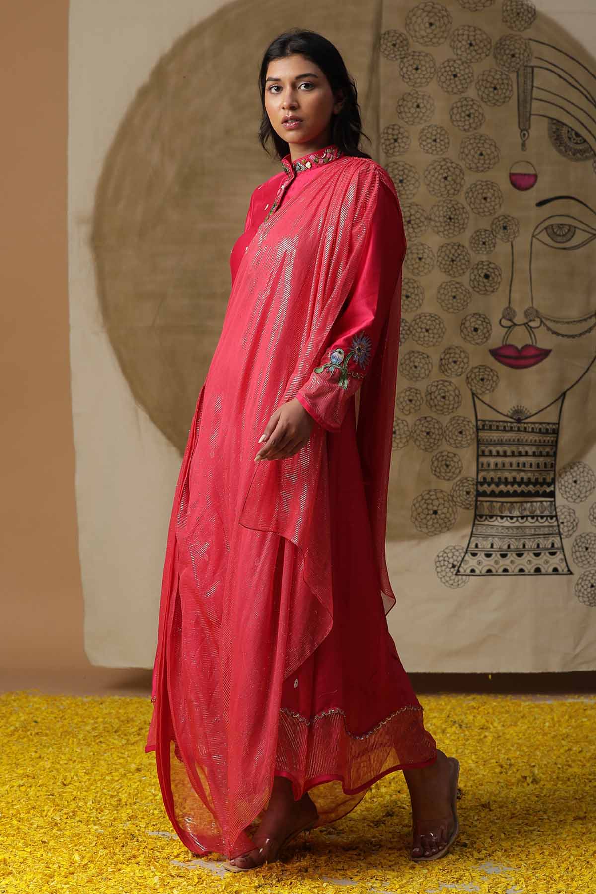 Neckline Embroidered Gown