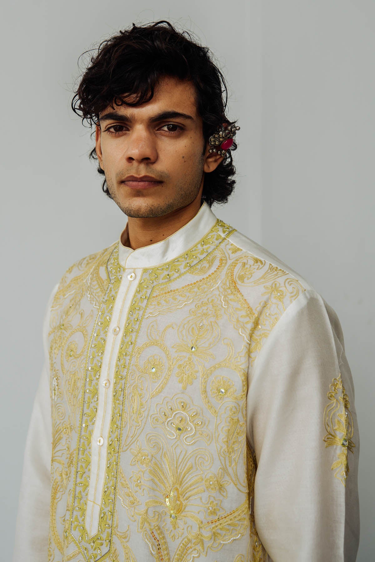 Neon Sequins Chanderi Kurta Set