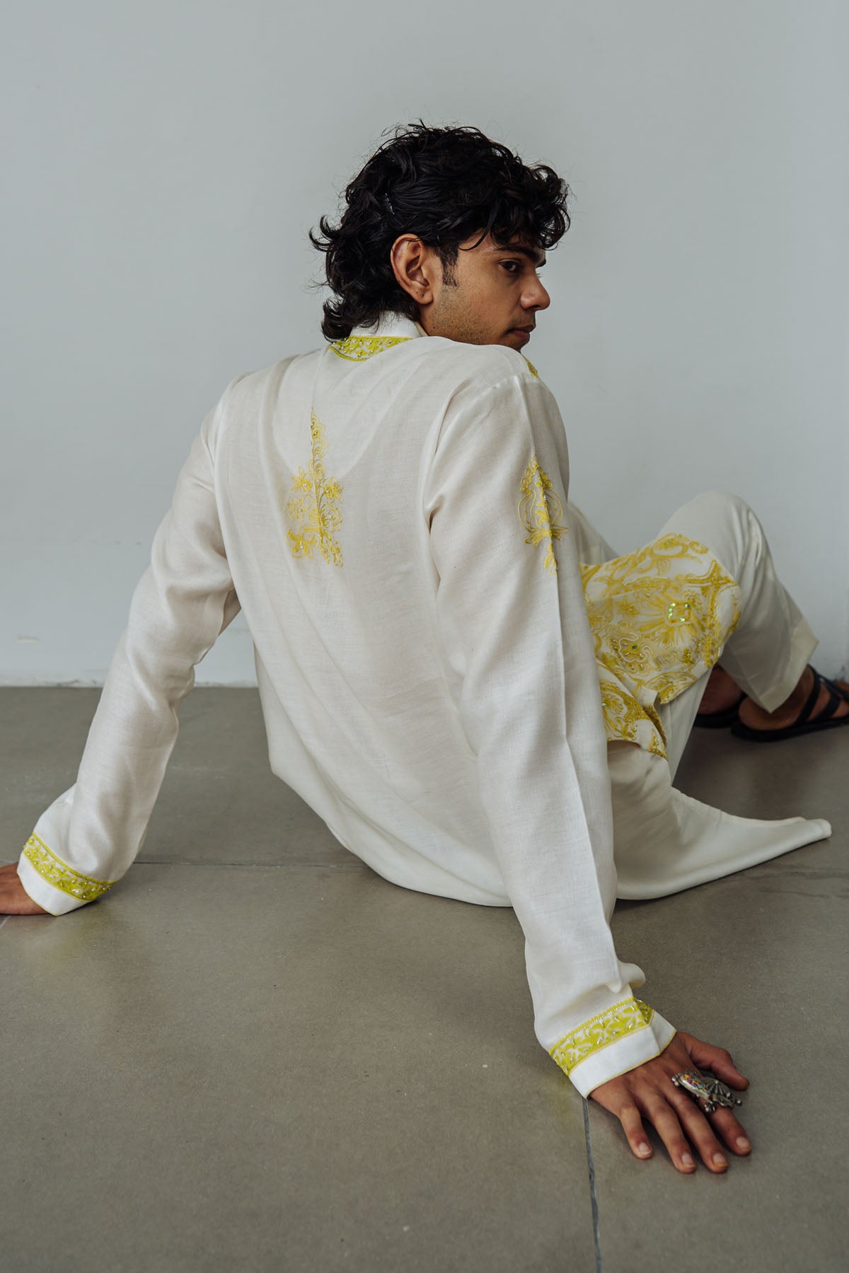 Neon Sequins Chanderi Kurta Set