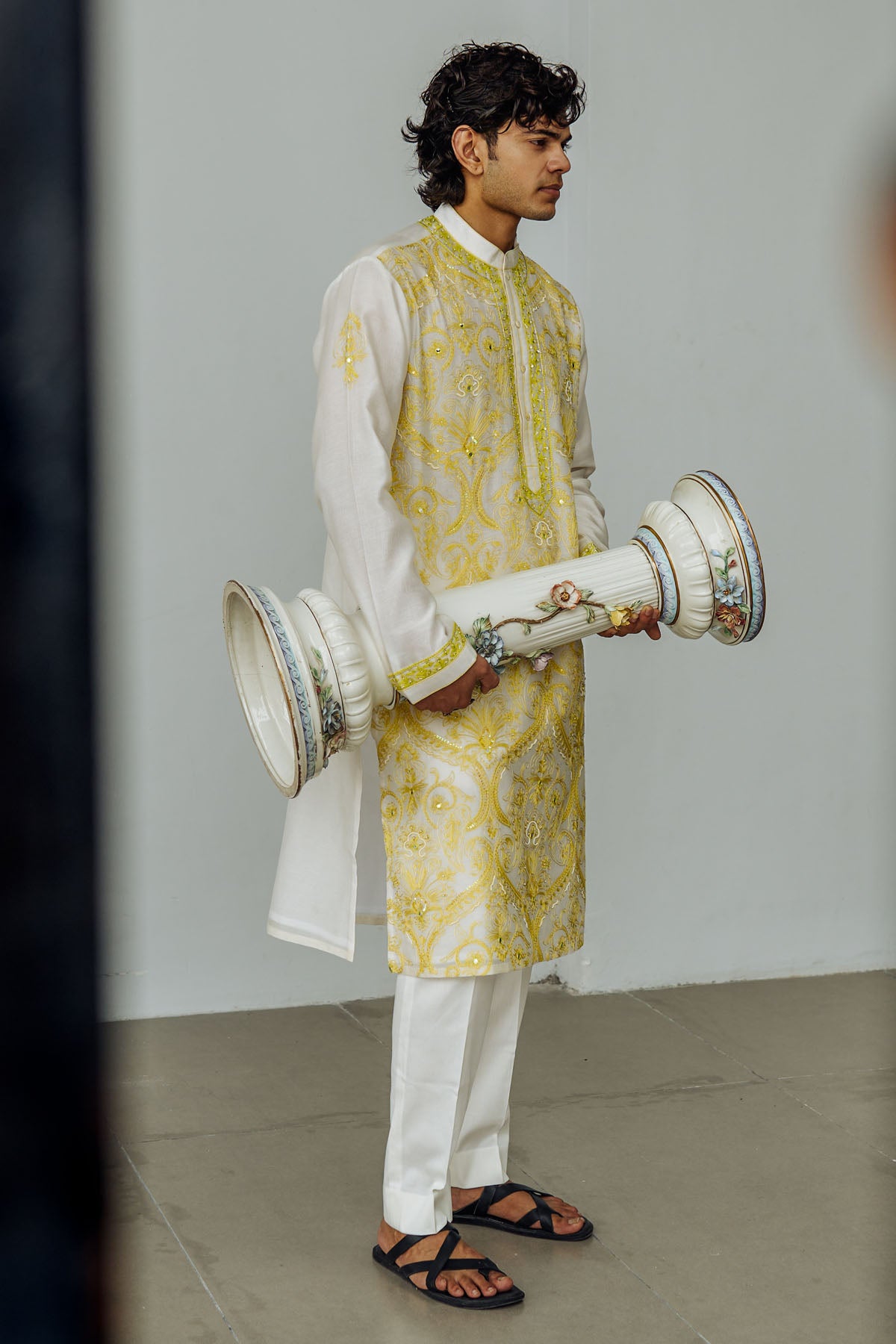 Neon Sequins Chanderi Kurta Set