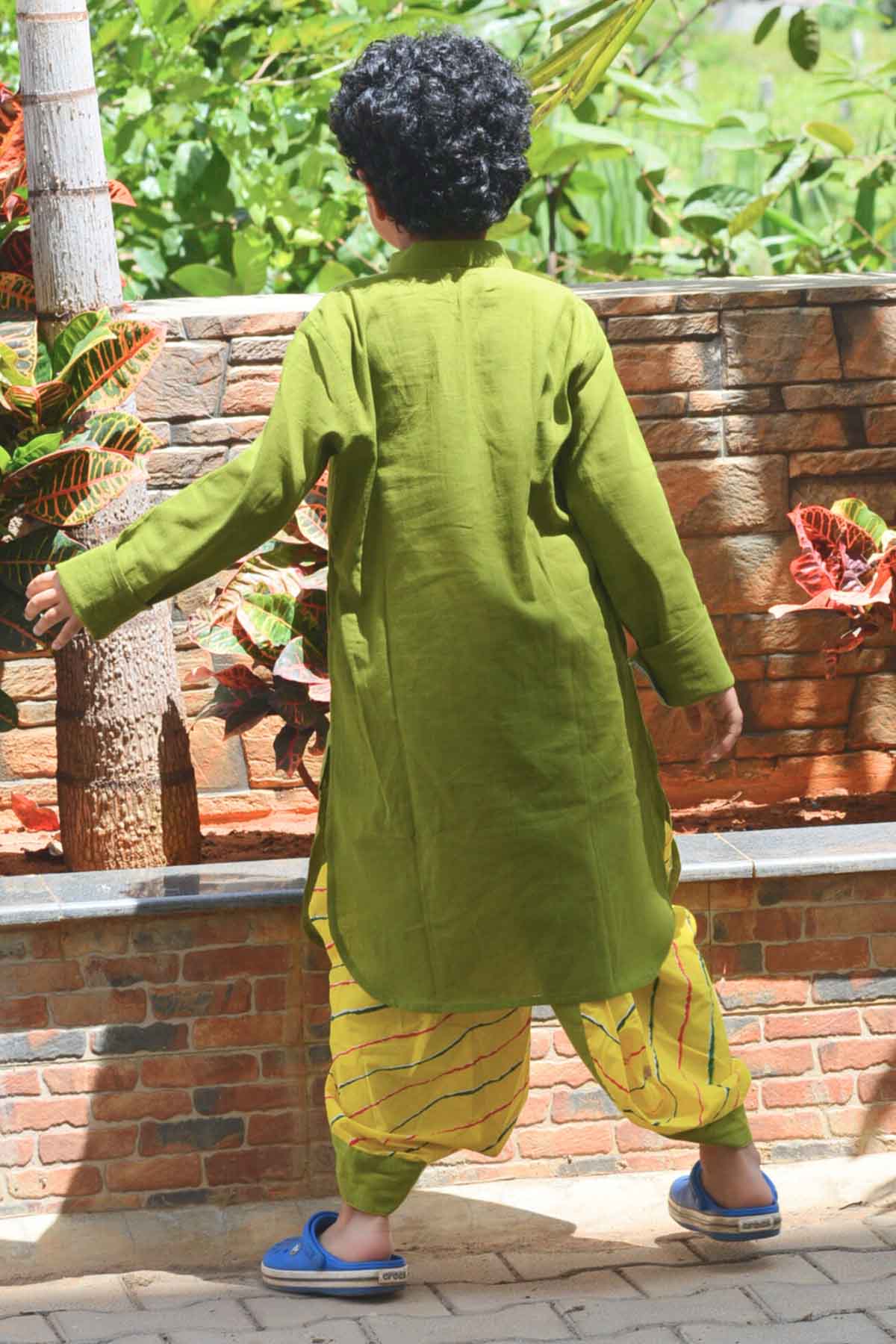 Neon Green Cotton Kurta & Dhoti