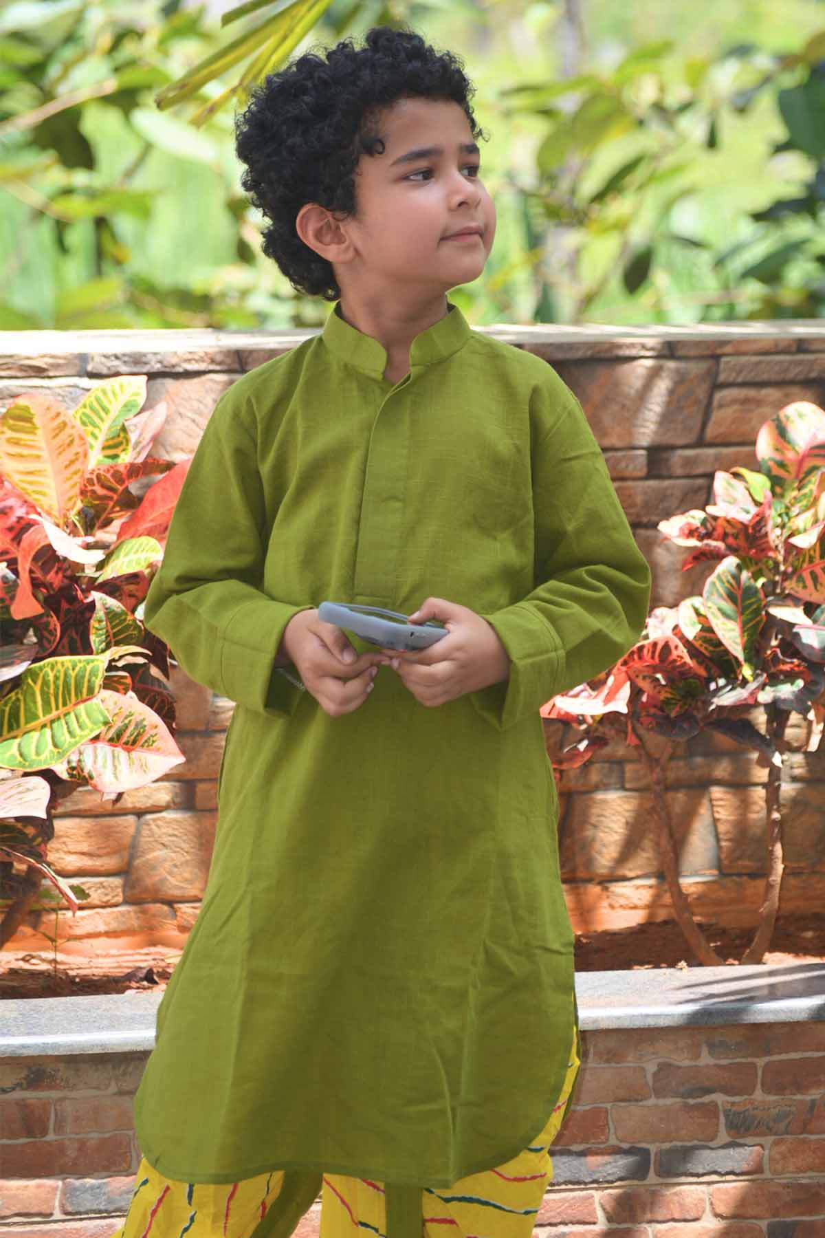 Neon Green Cotton Kurta & Dhoti