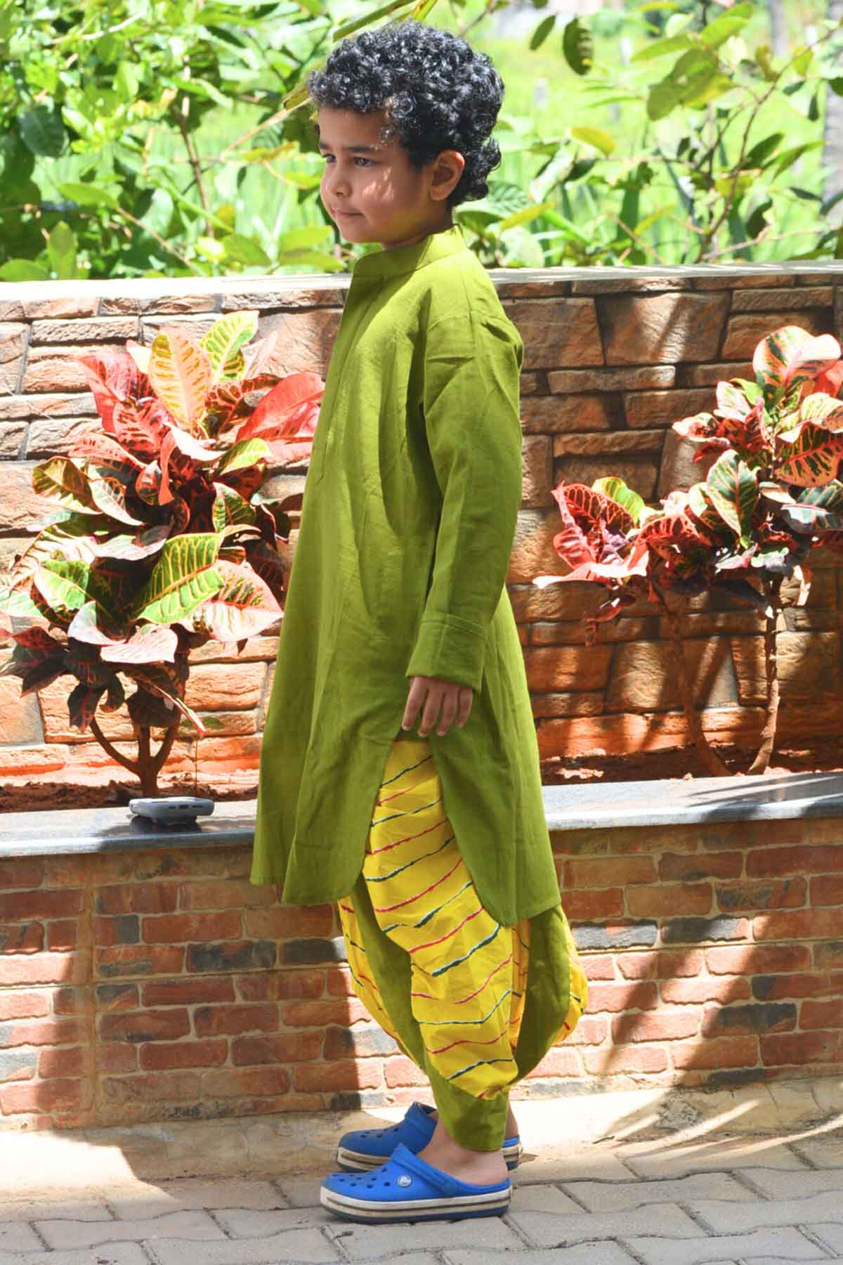 Neon Green Cotton Kurta & Dhoti