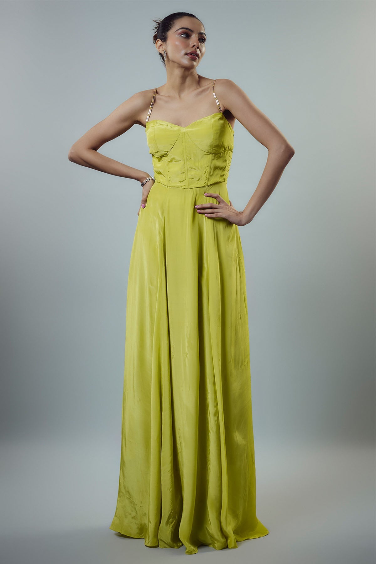 Buy Designer Emblaze Neon Green Embellished Gown Buy Designer Emblaze Neon Green Embellished Gown