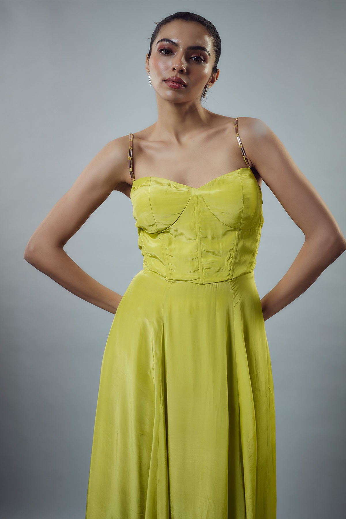 Neon Green Embellished Gown