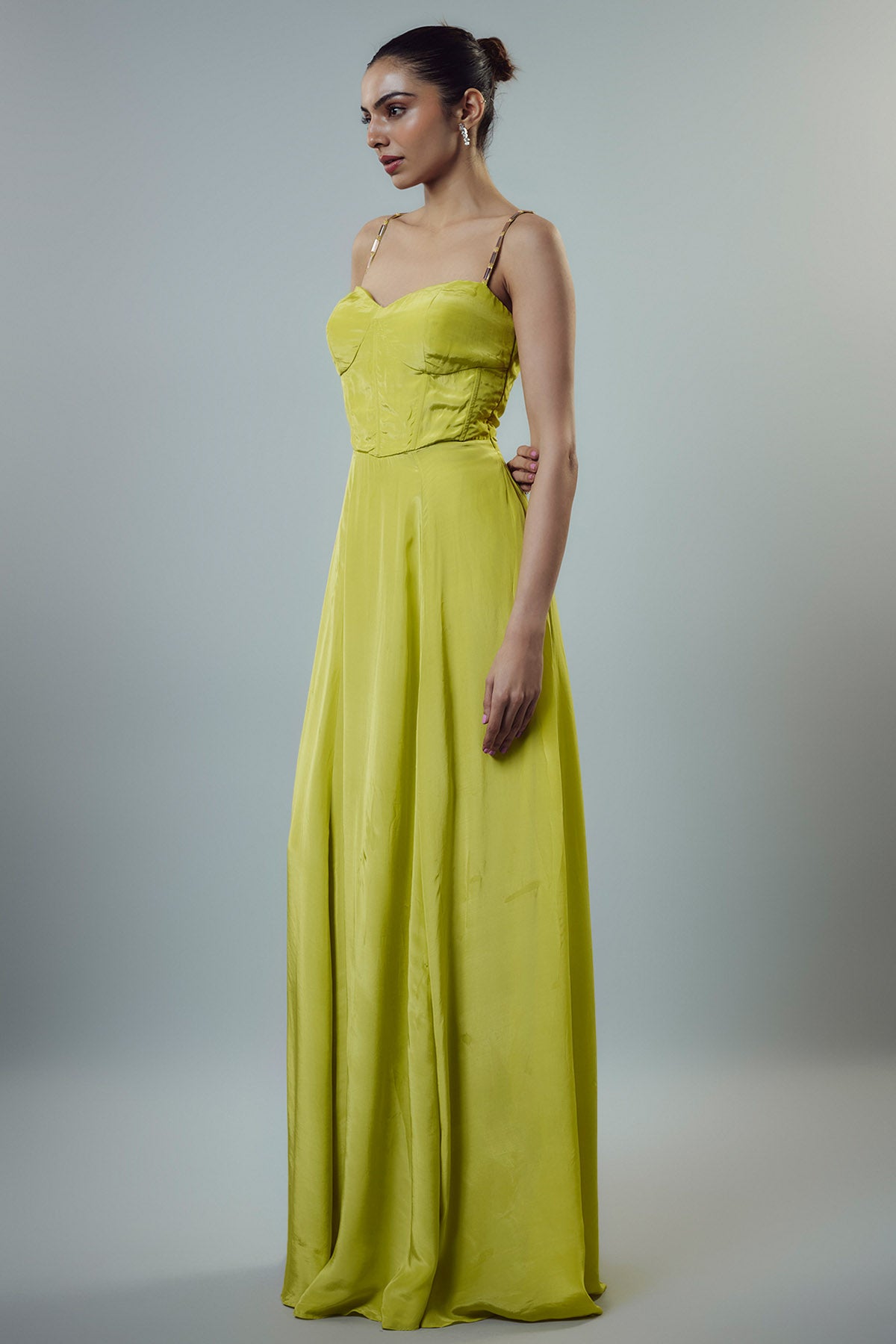 Neon Green Embellished Gown
