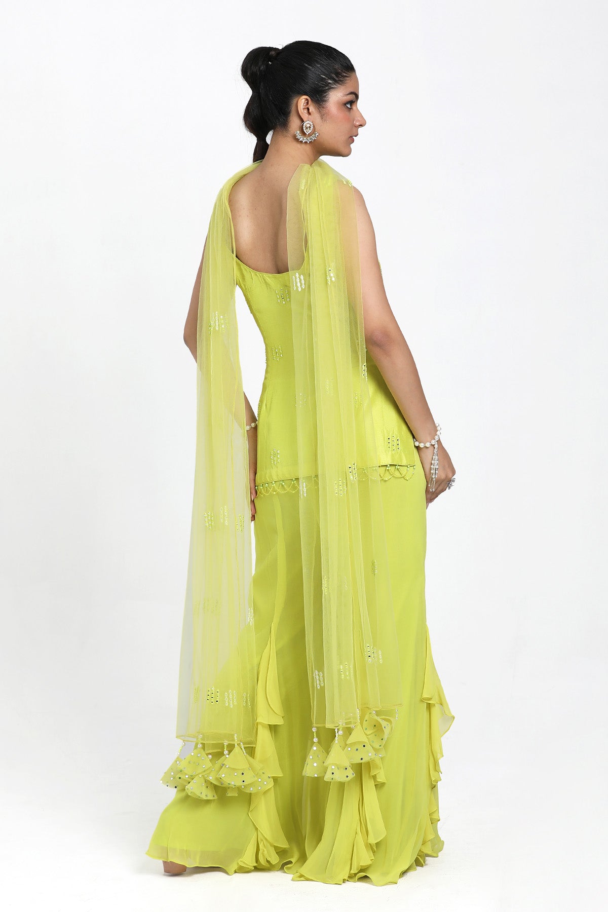 Neon Green Resham Sharara Set