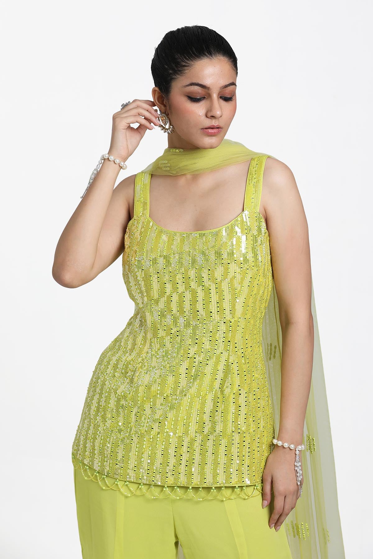 Neon Green Resham Sharara Set