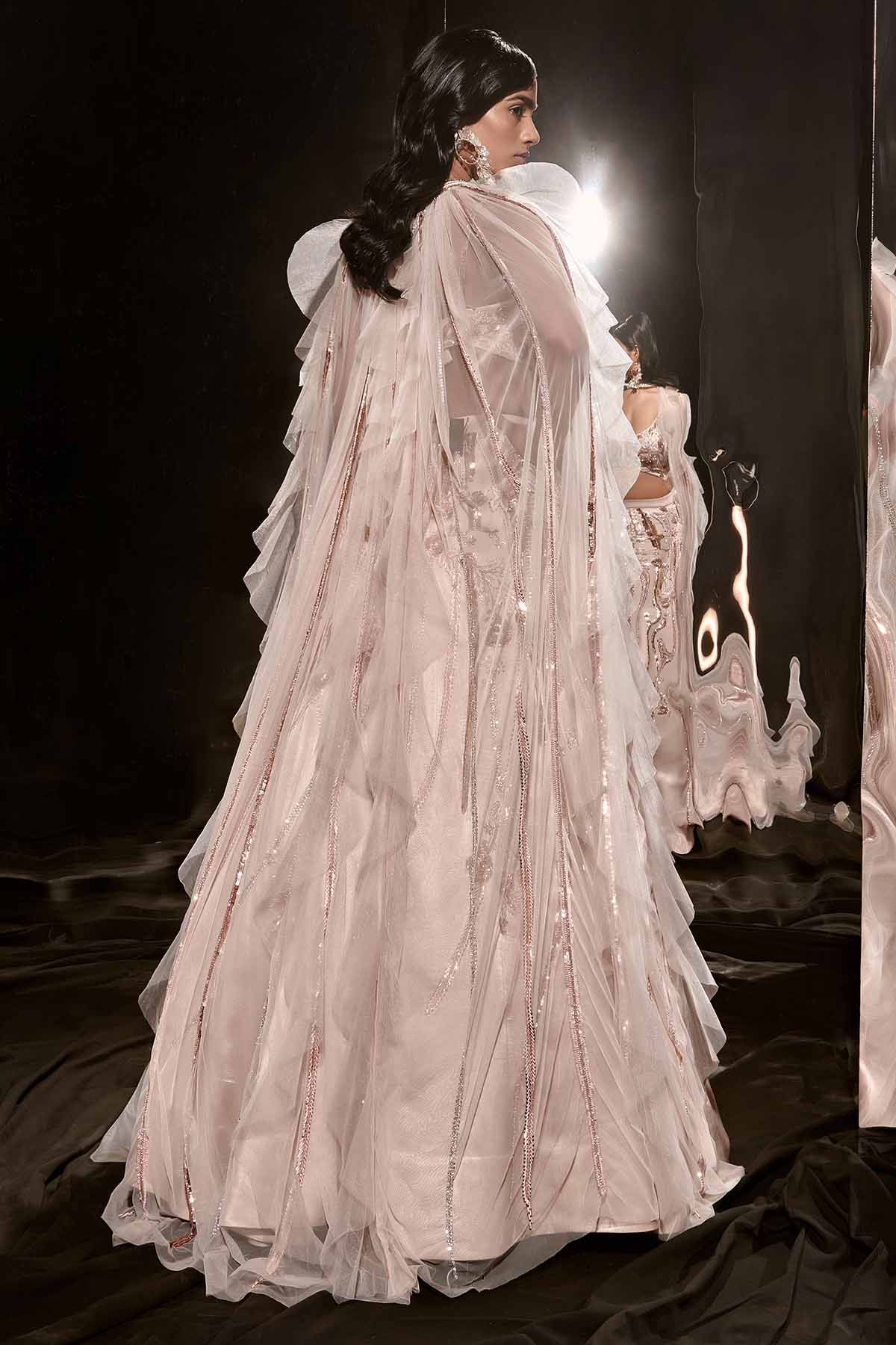 Nude Embroidered Lehenga Set