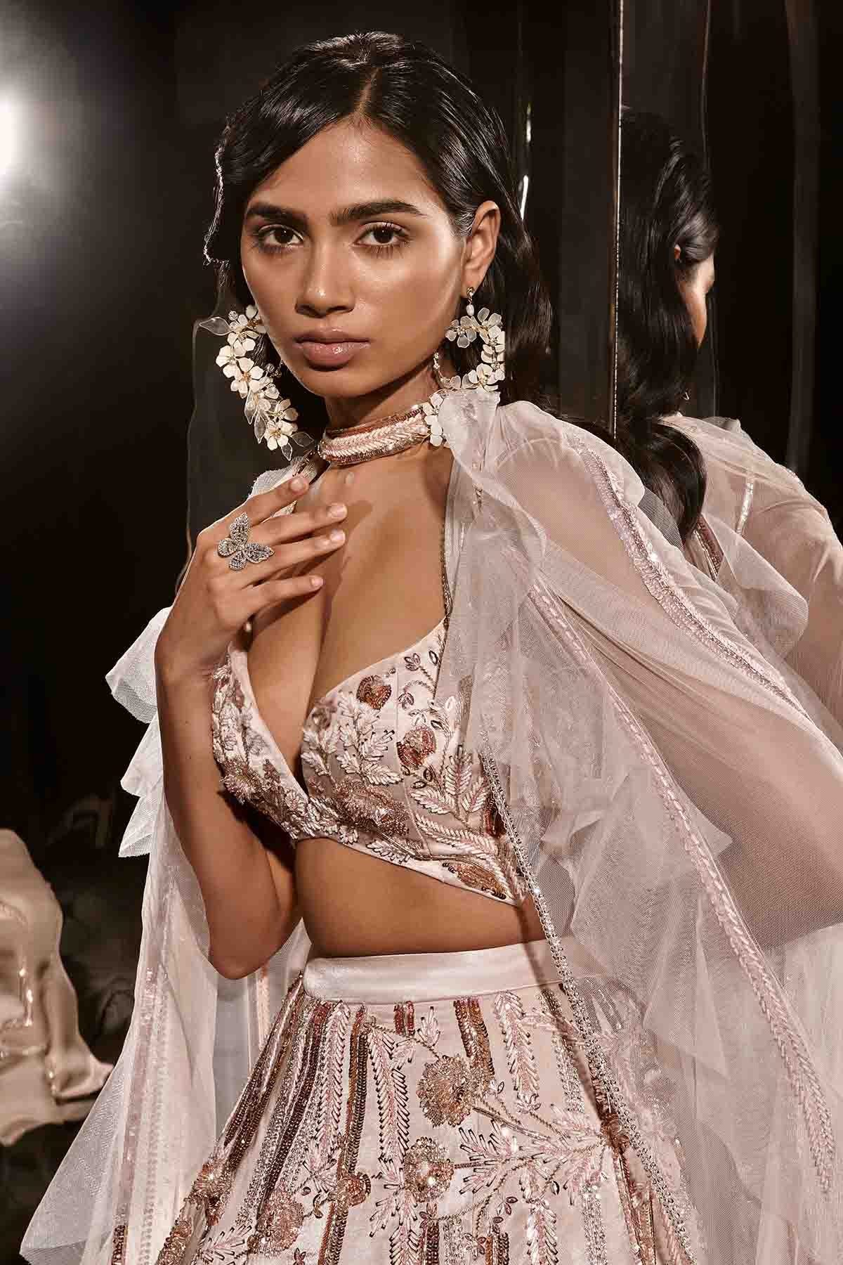 Nude Embroidered Lehenga Set