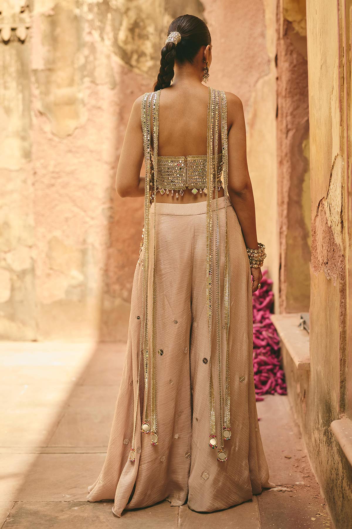Nude Mirror & Zari Lehenga Set