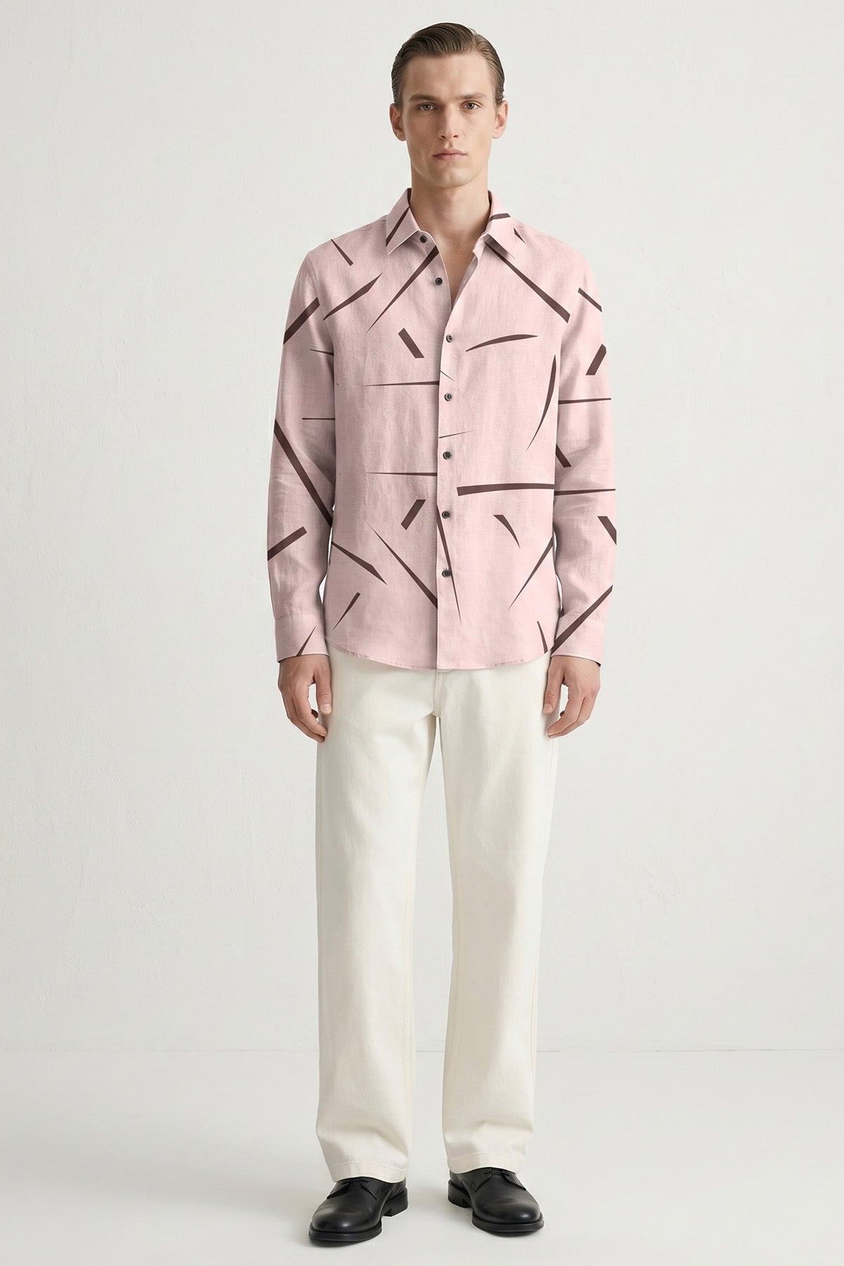 Buy Nude Pink Linen Detailed Shirt for men by Tezhhomayaa online available at scrollnshops