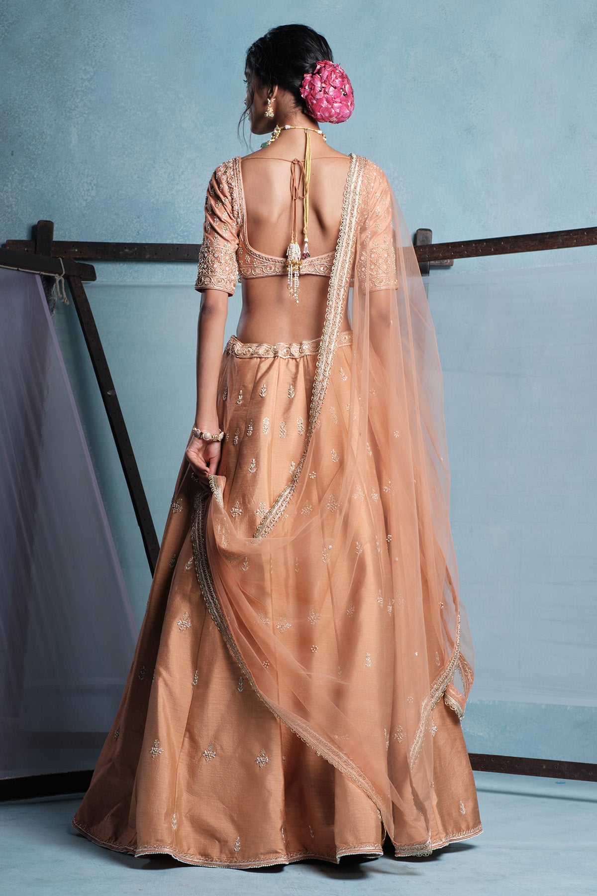 Nude Sweetheart Neck Lehenga Set