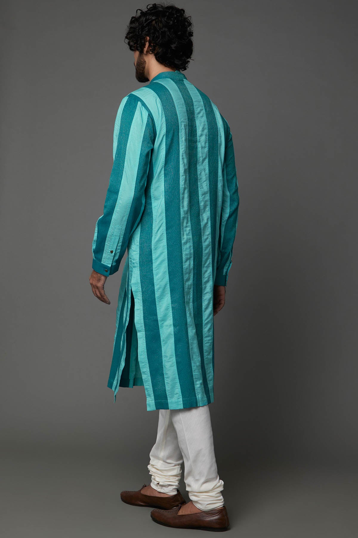 Ocean Blue Striped Kurta Set