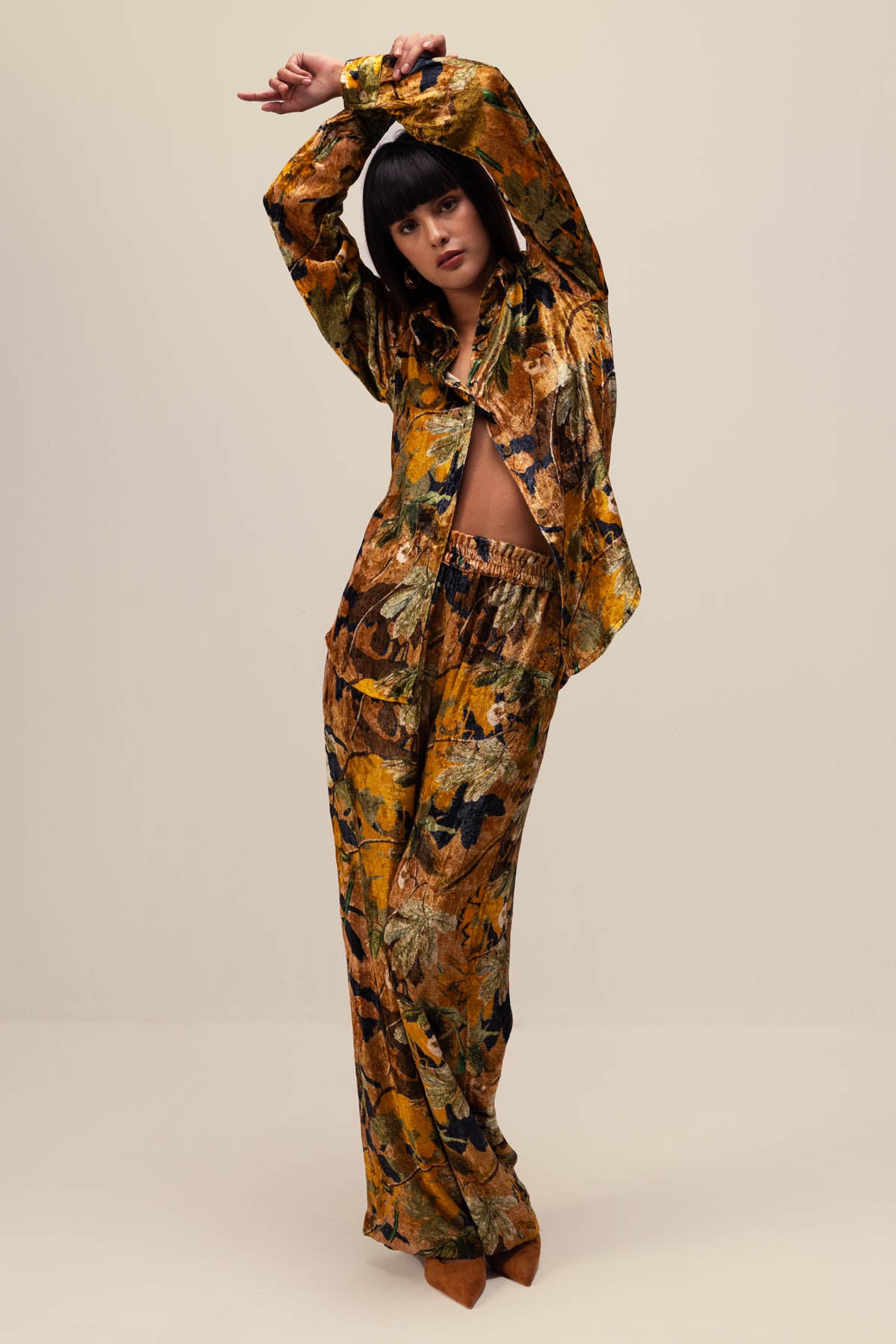 Ochre Abstract Print Co-ord Set