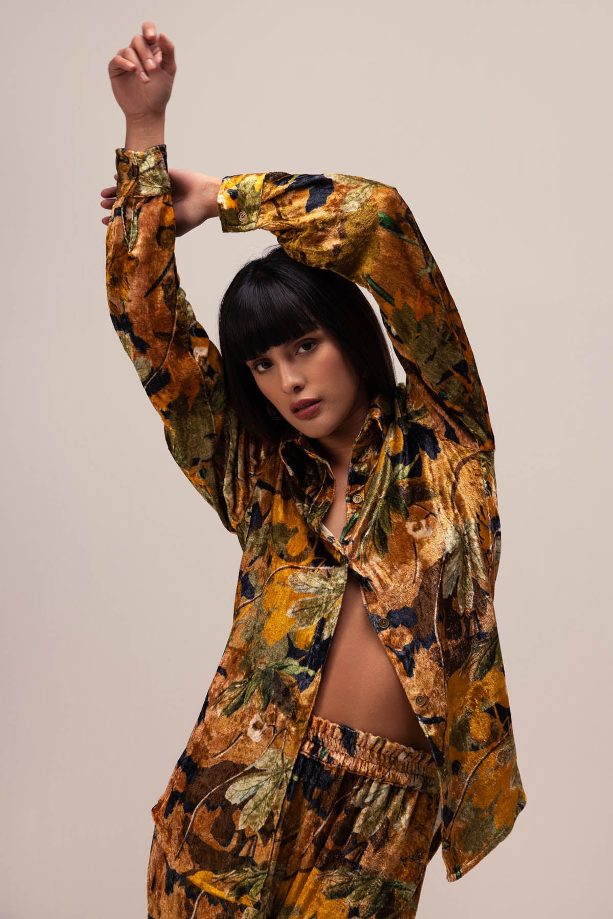 Ochre Abstract Print Co-ord Set