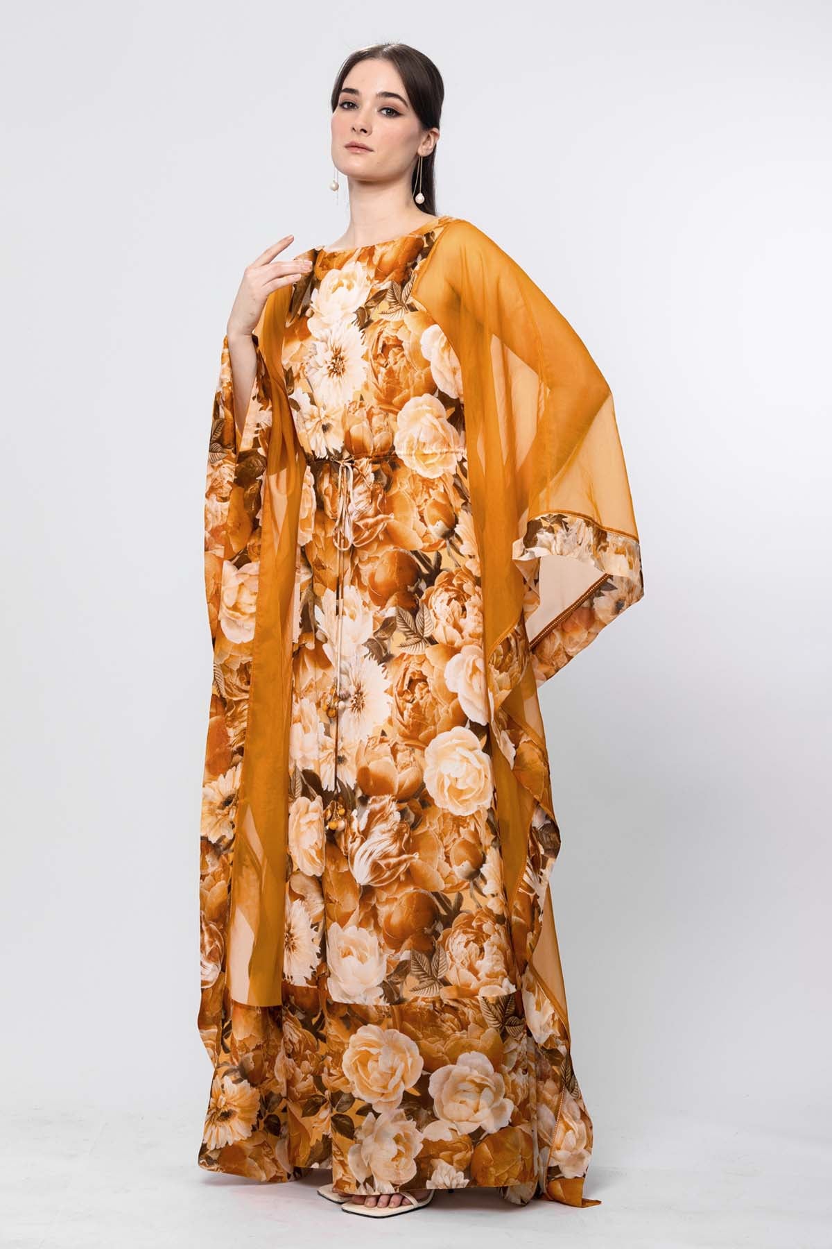 Ochre Floral Panelled Kaftan