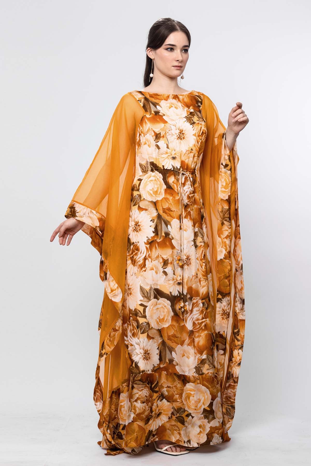 Ochre Floral Panelled Kaftan