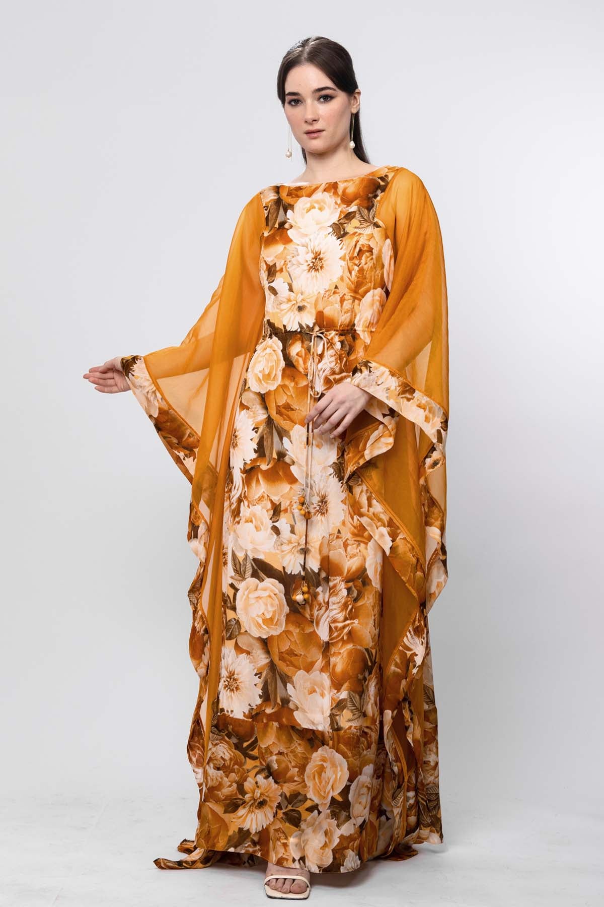 Ochre Floral Panelled Kaftan