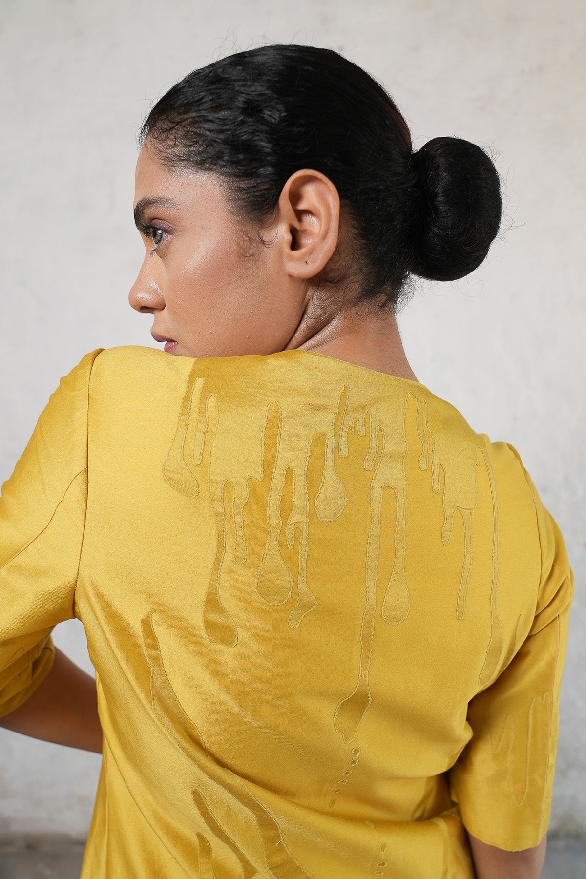 Ochre Applique Work Kurta Set