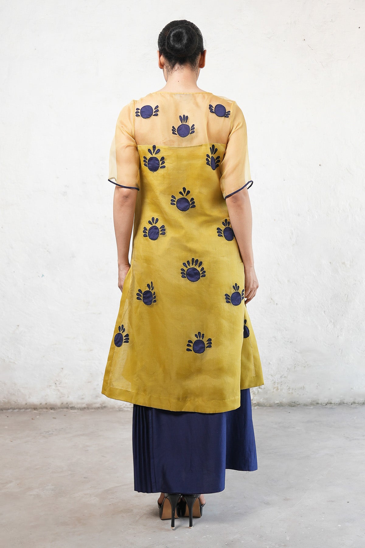 Ochre Applique Work Long Kurta