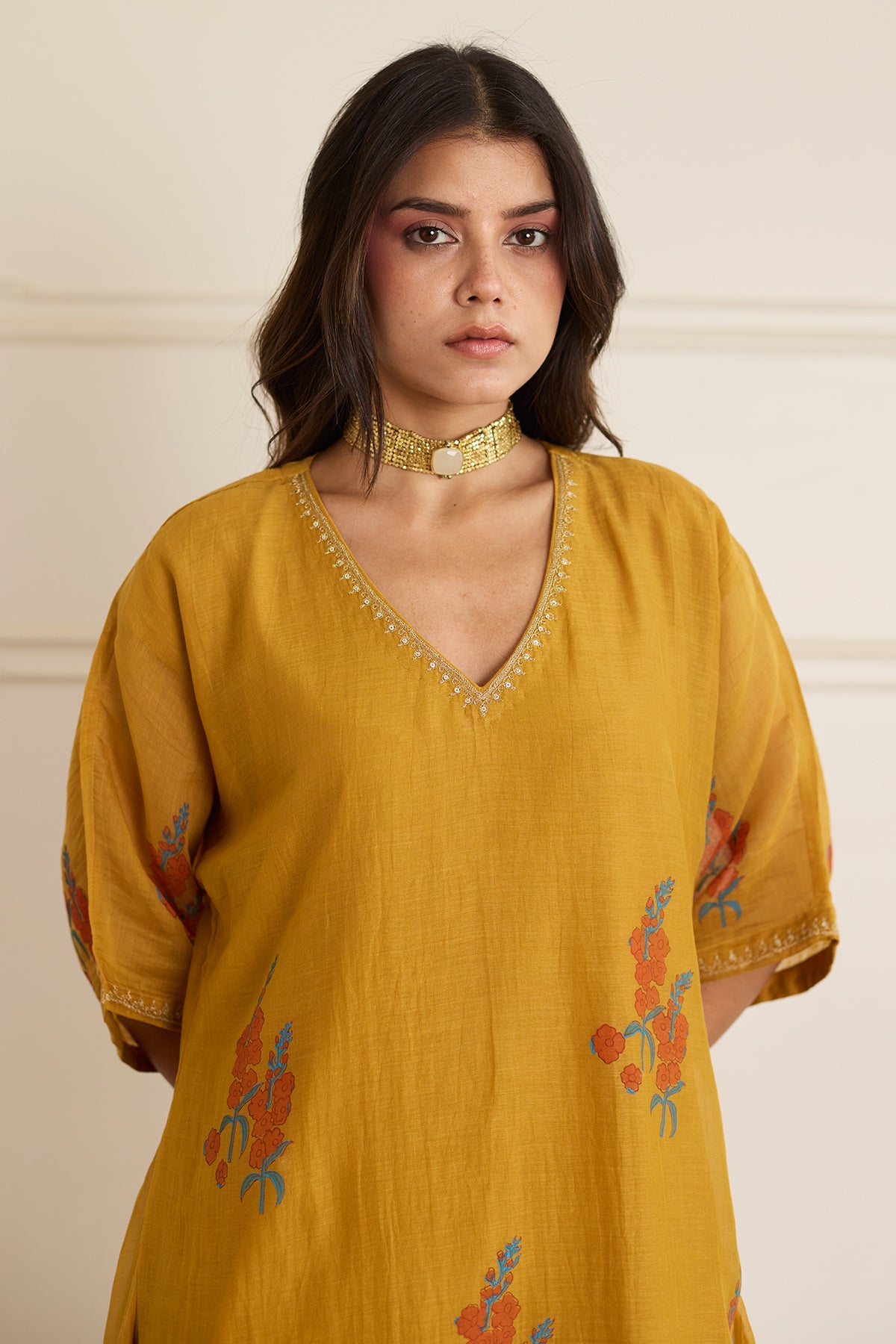 Ochre Block Print Kurta & Pant