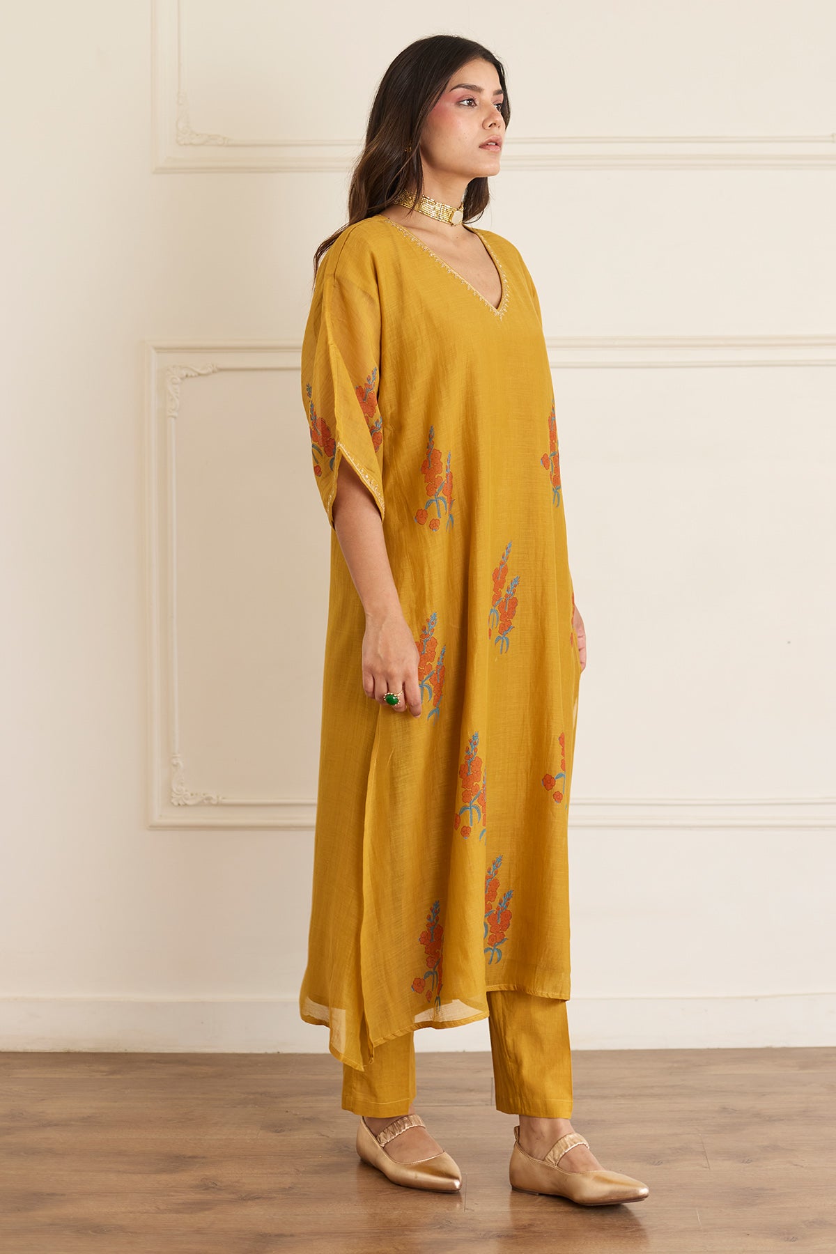 Ochre Block Print Kurta & Pant