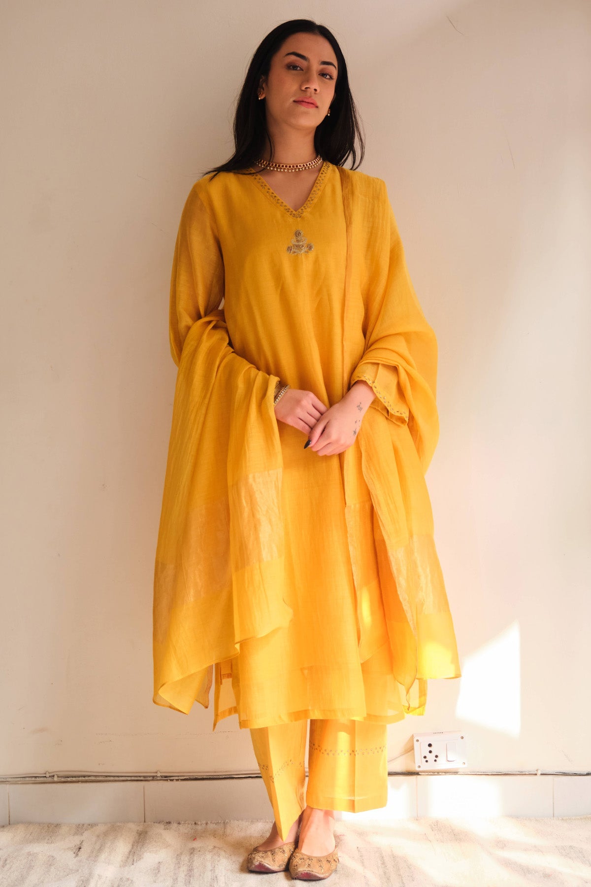 Buy Ochre Zari & Dabka Kurta Set for women by Juanita by Shubda online available at scrollnshops