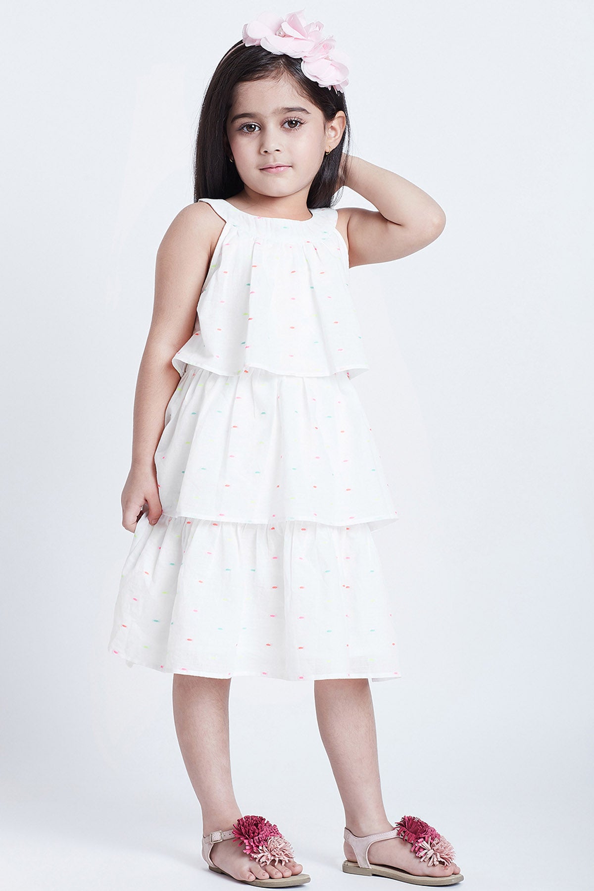 Off-White Cotton Tiered Dress