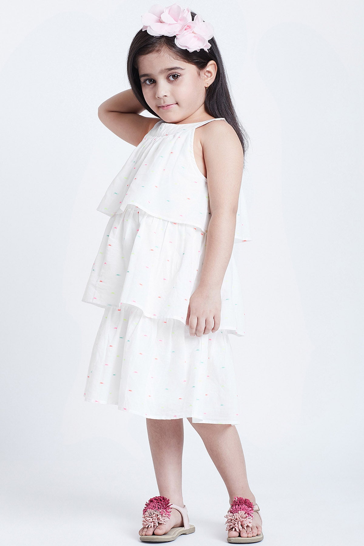 Off-White Cotton Tiered Dress