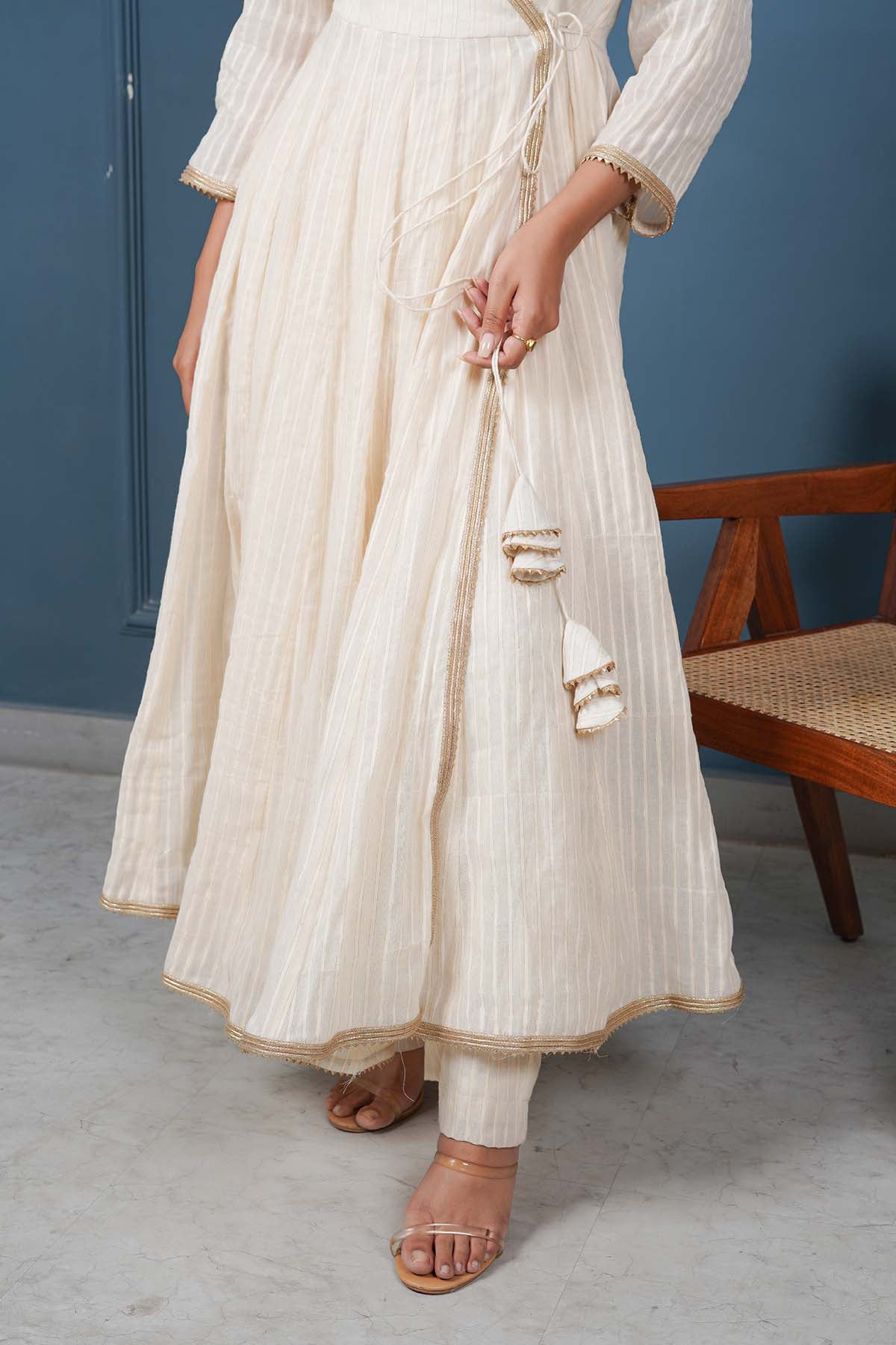 Off-White Angrakha Anarkali Set
