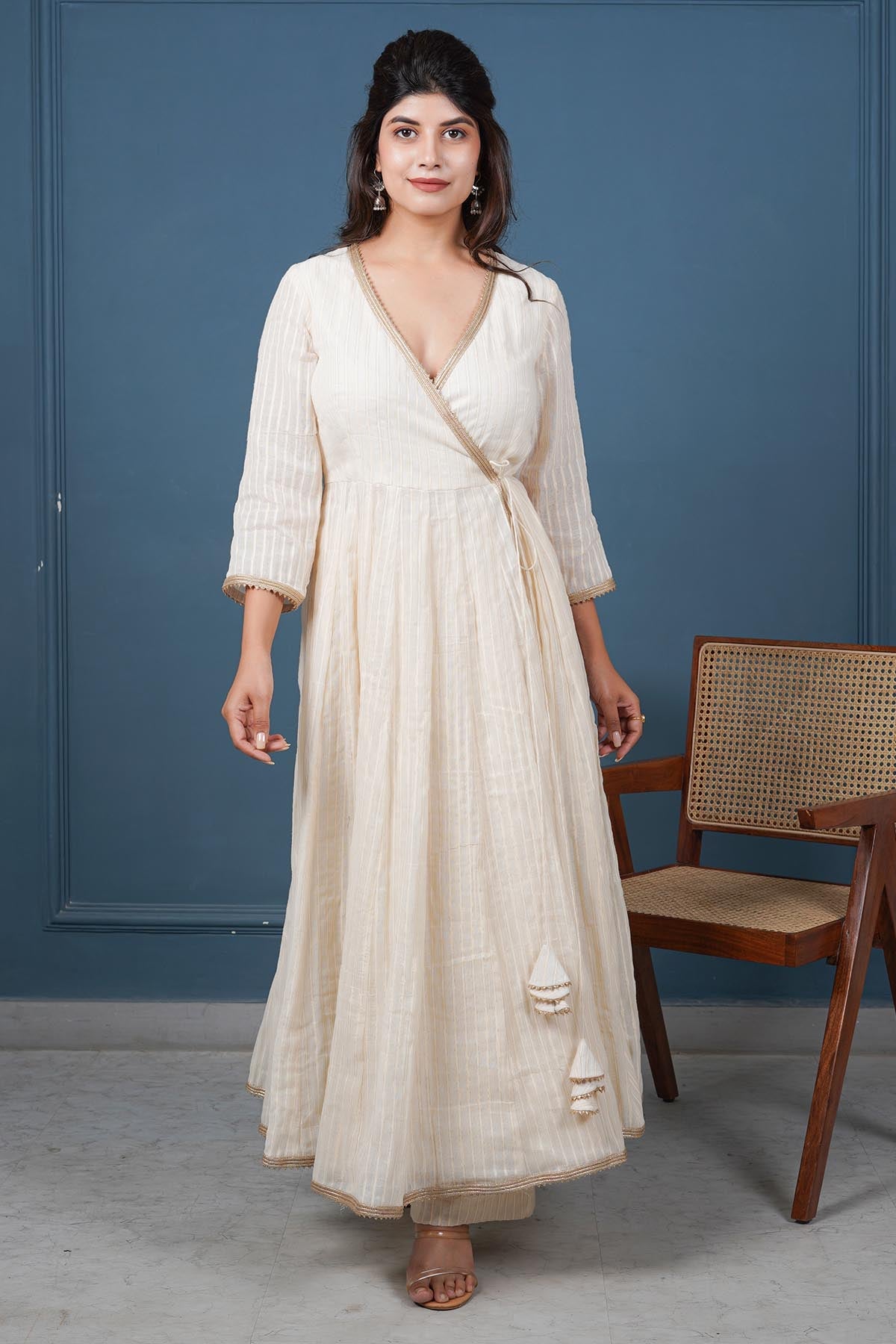 Imrie Off-White Angrakha Anarkali Set for women online at ScrollnShops