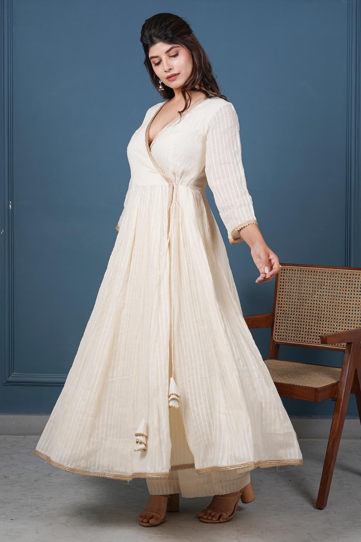 Off-White Angrakha Anarkali Set