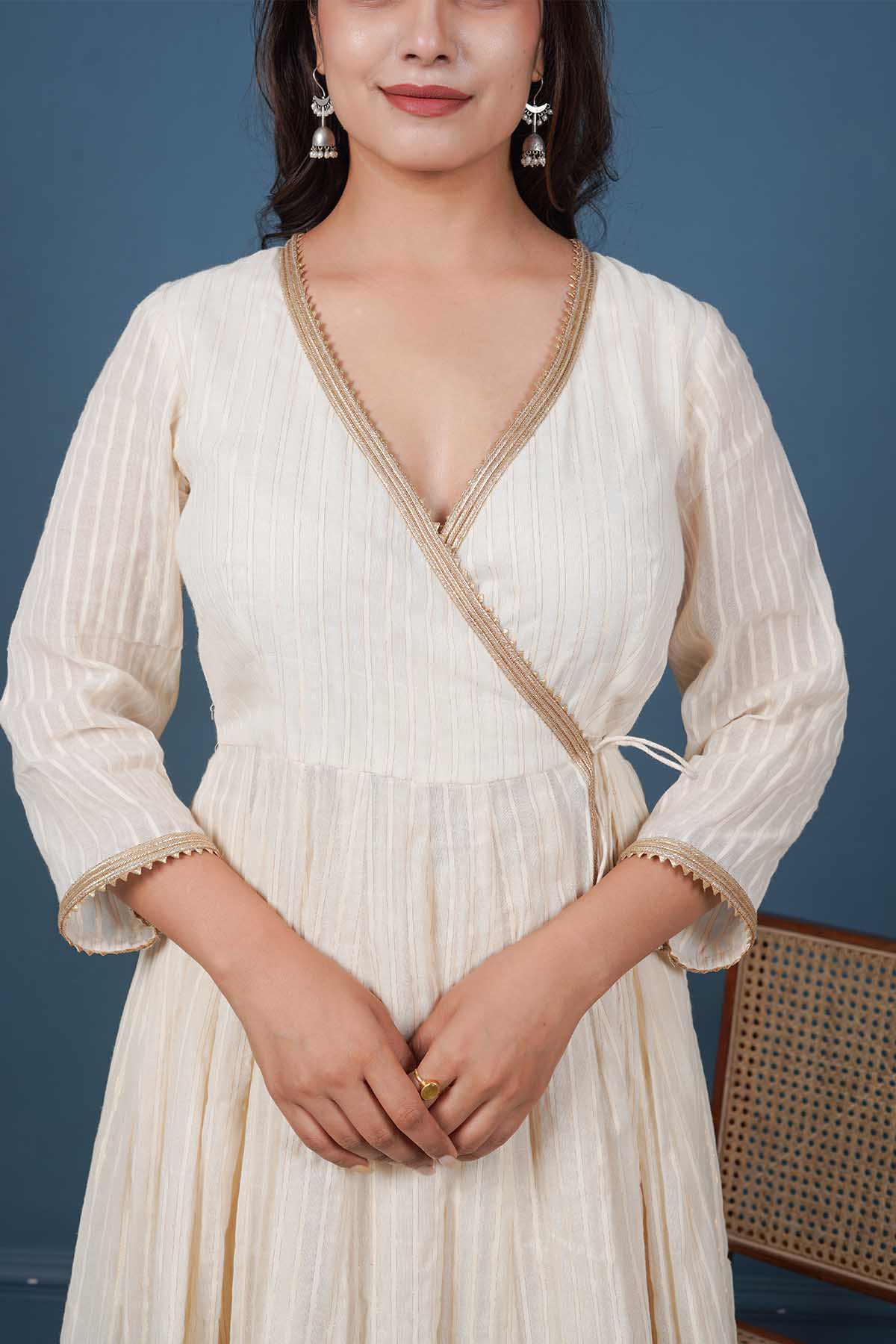 Off-White Angrakha Anarkali Set