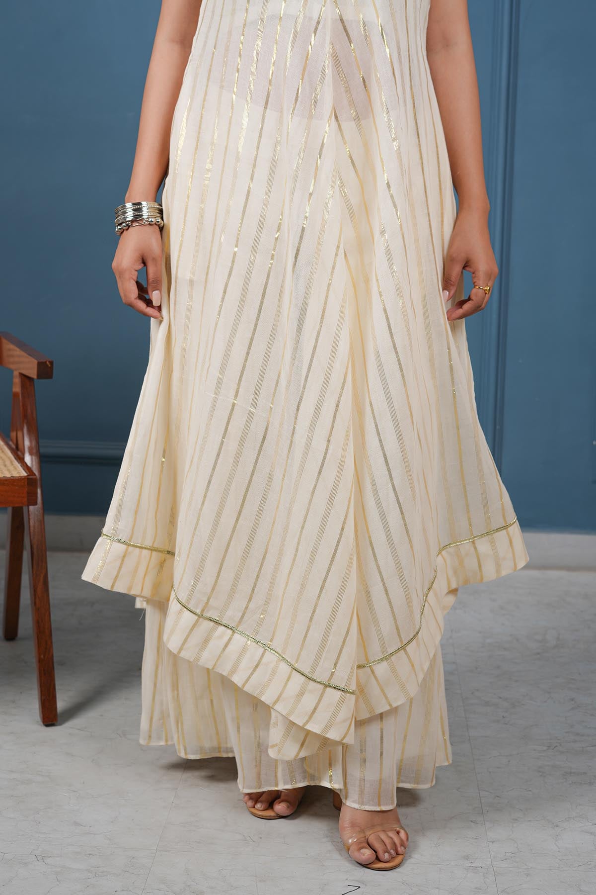 Off-White Asymmetric Kurta Set